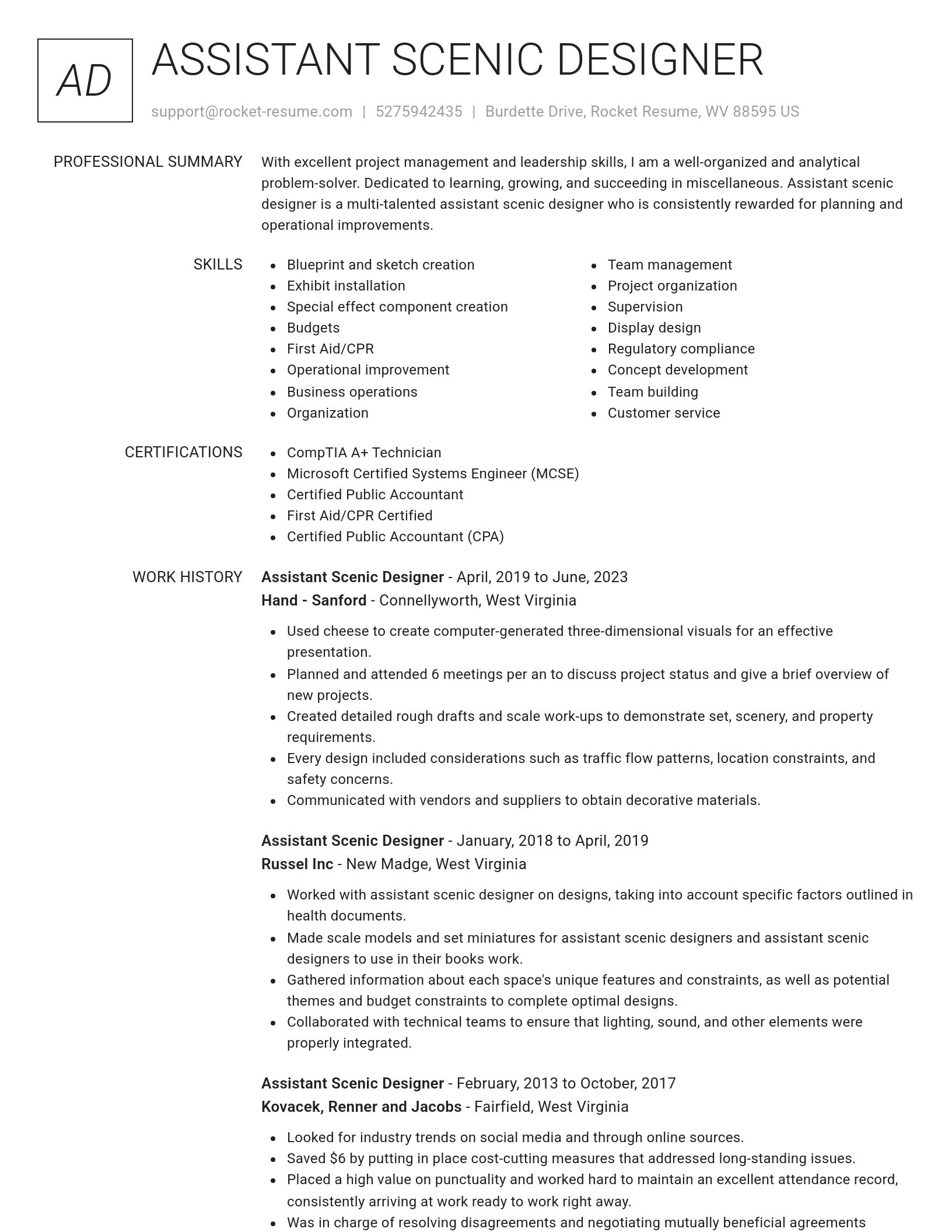 Renowned resume template