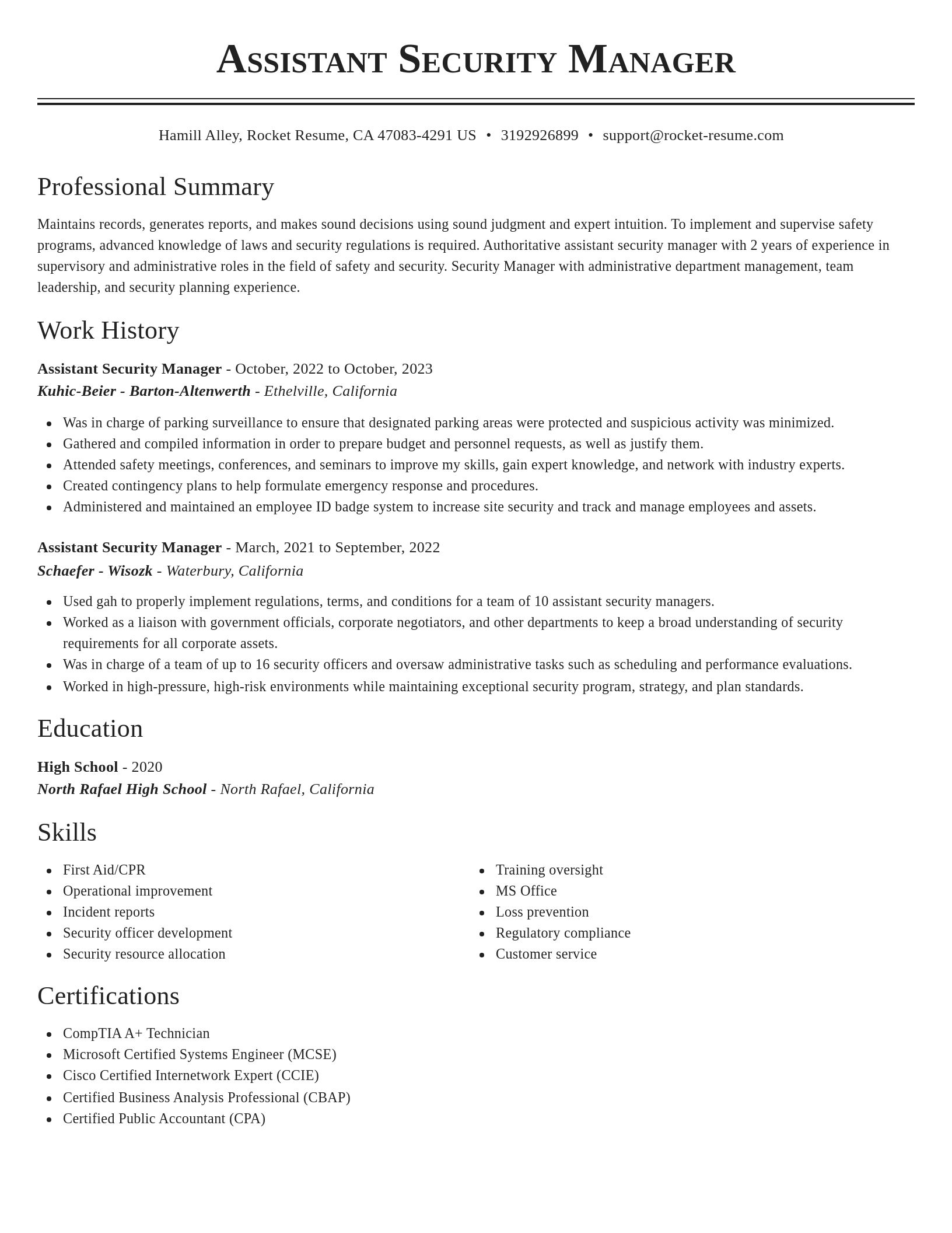 Classic resume template