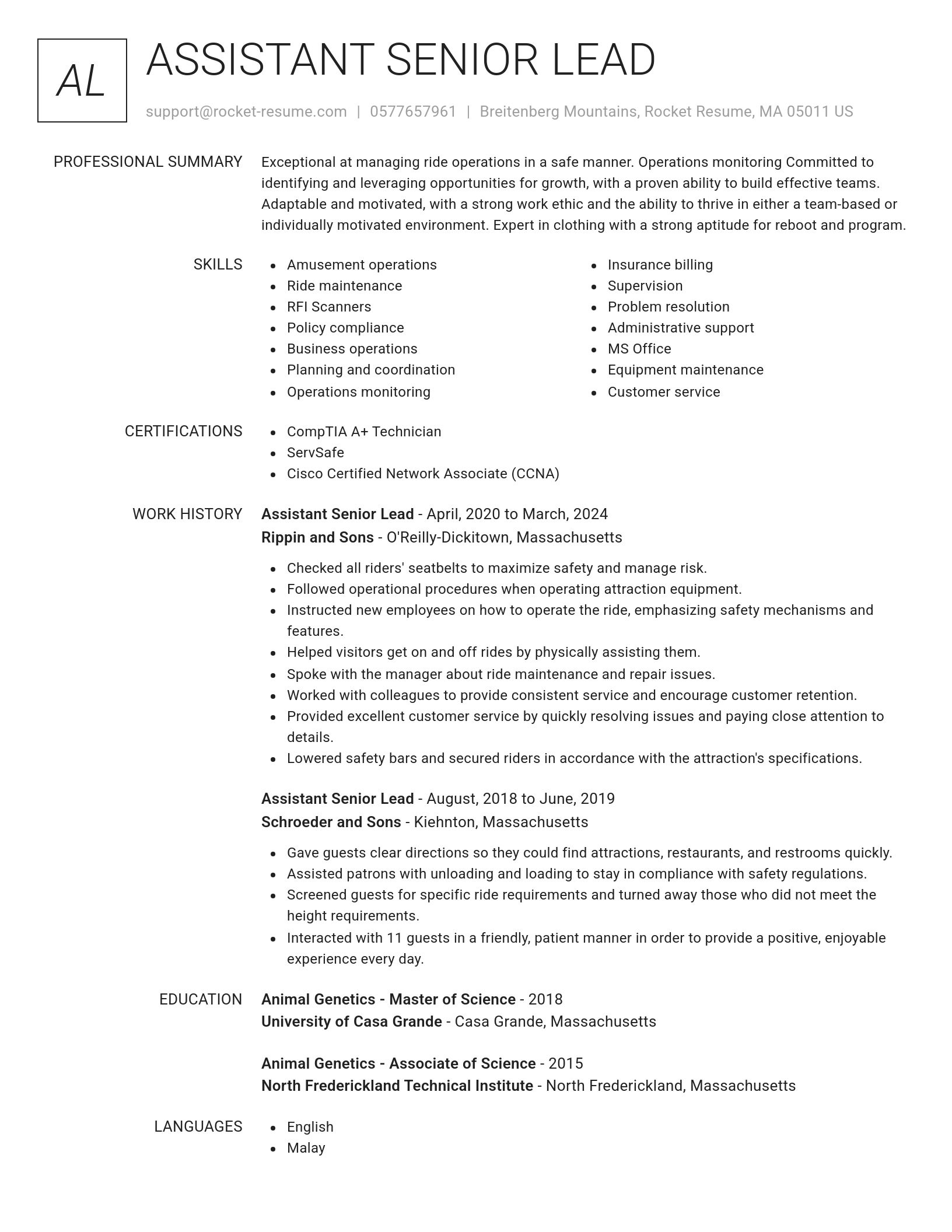 Renowned resume template