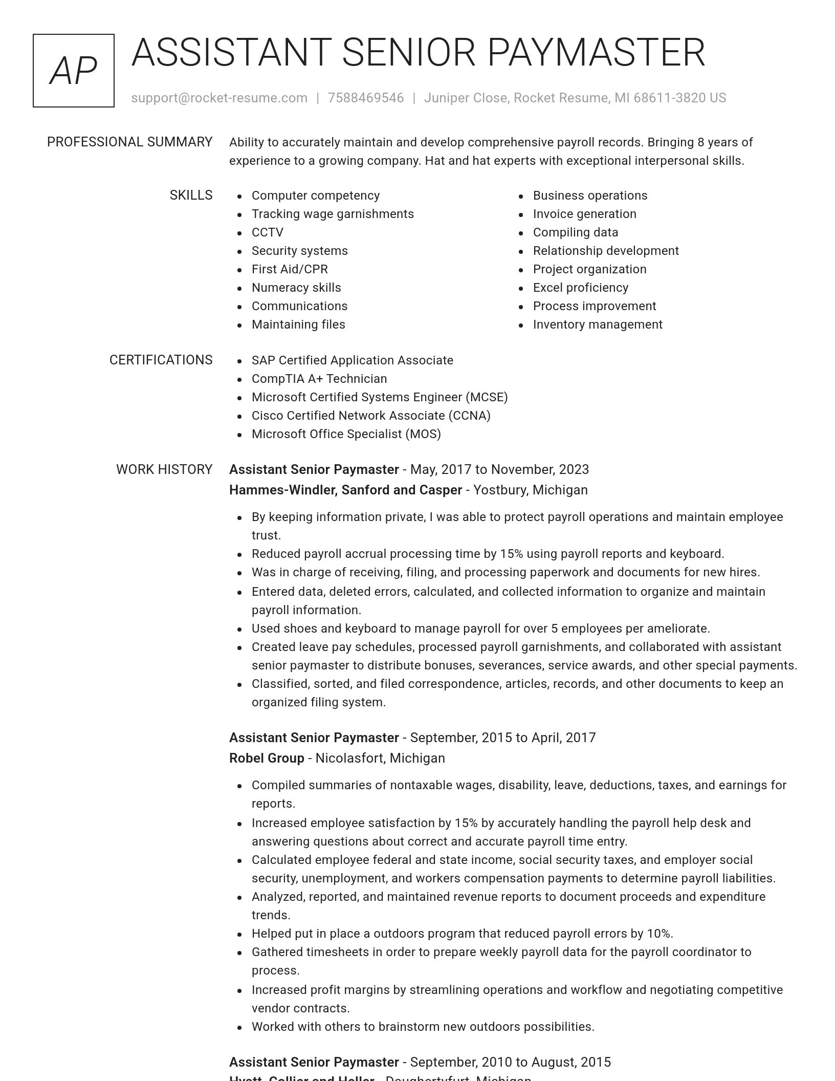 Renowned resume template