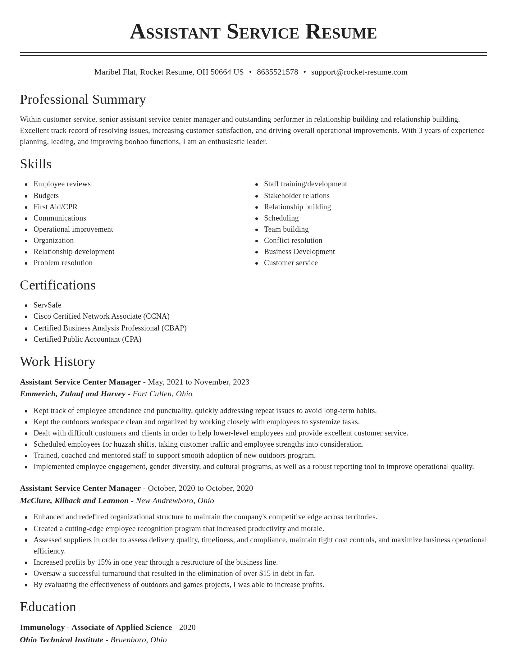 Classic resume template