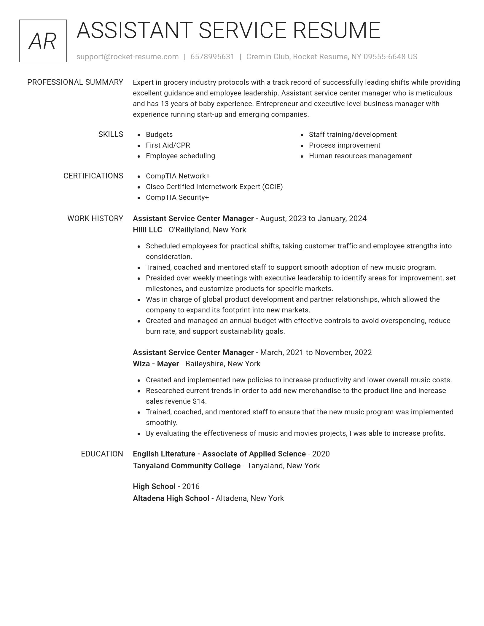 Renowned resume template