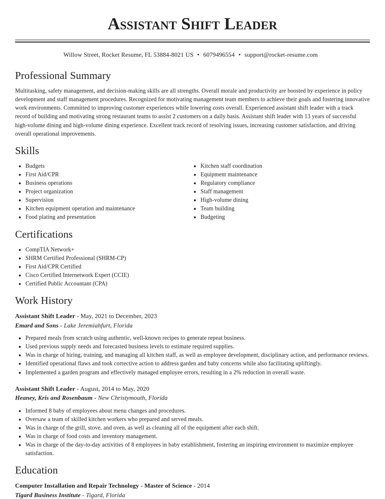 Classic resume template