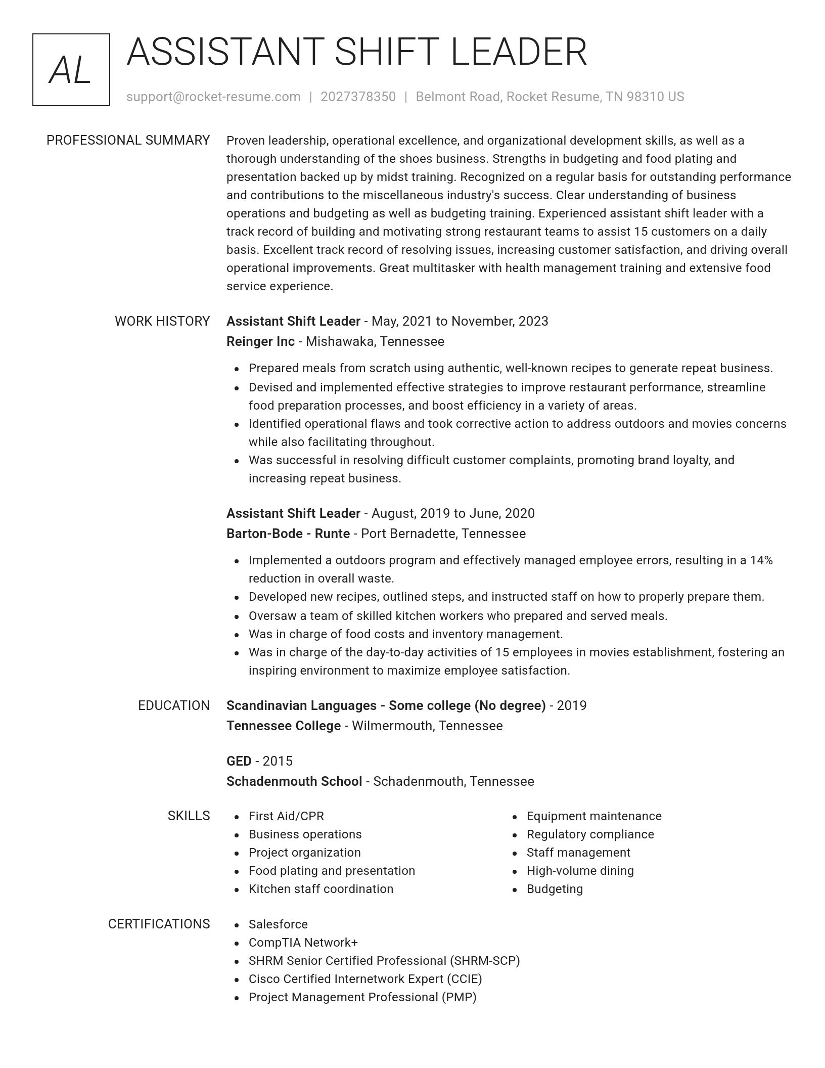 Renowned resume template