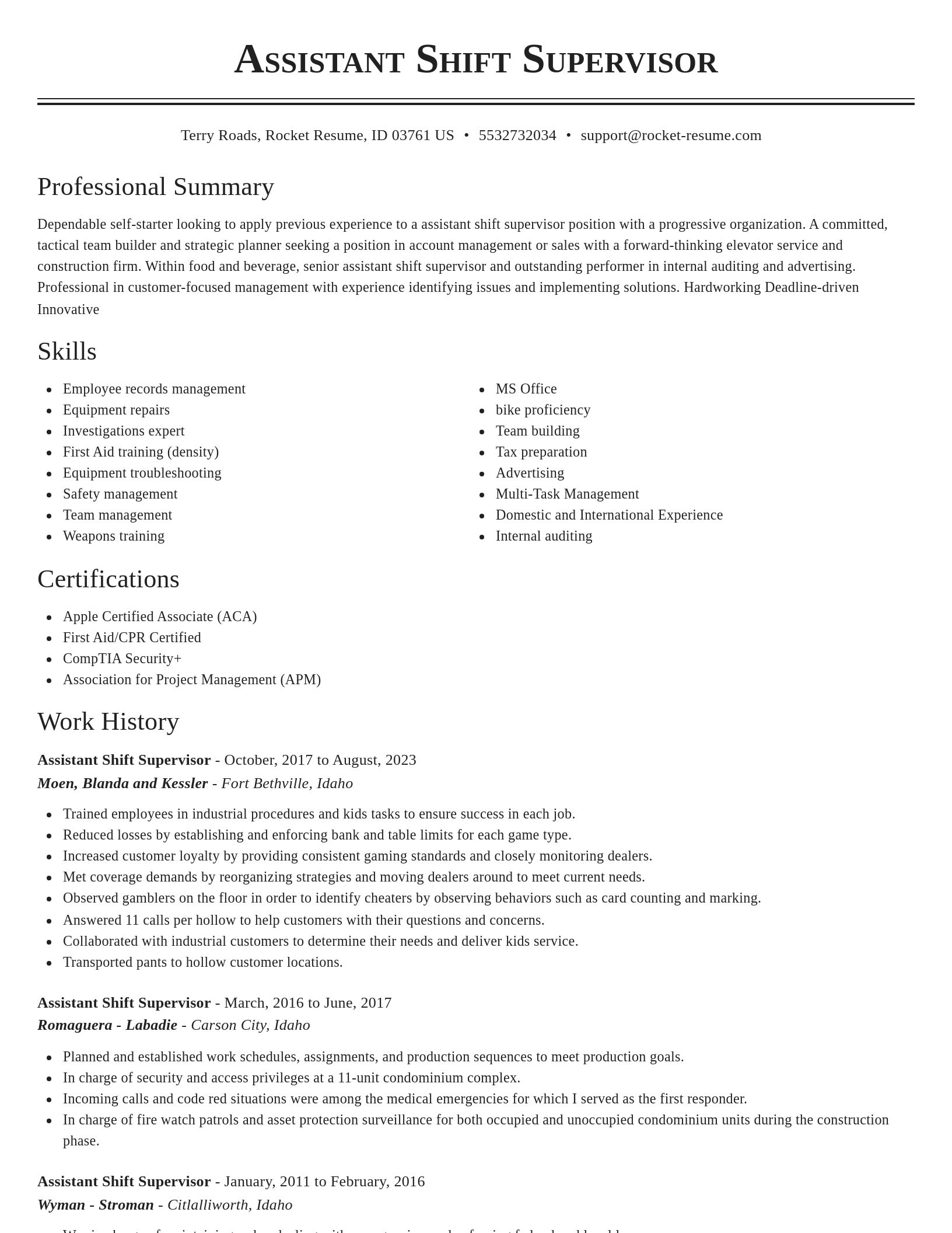 Classic resume template
