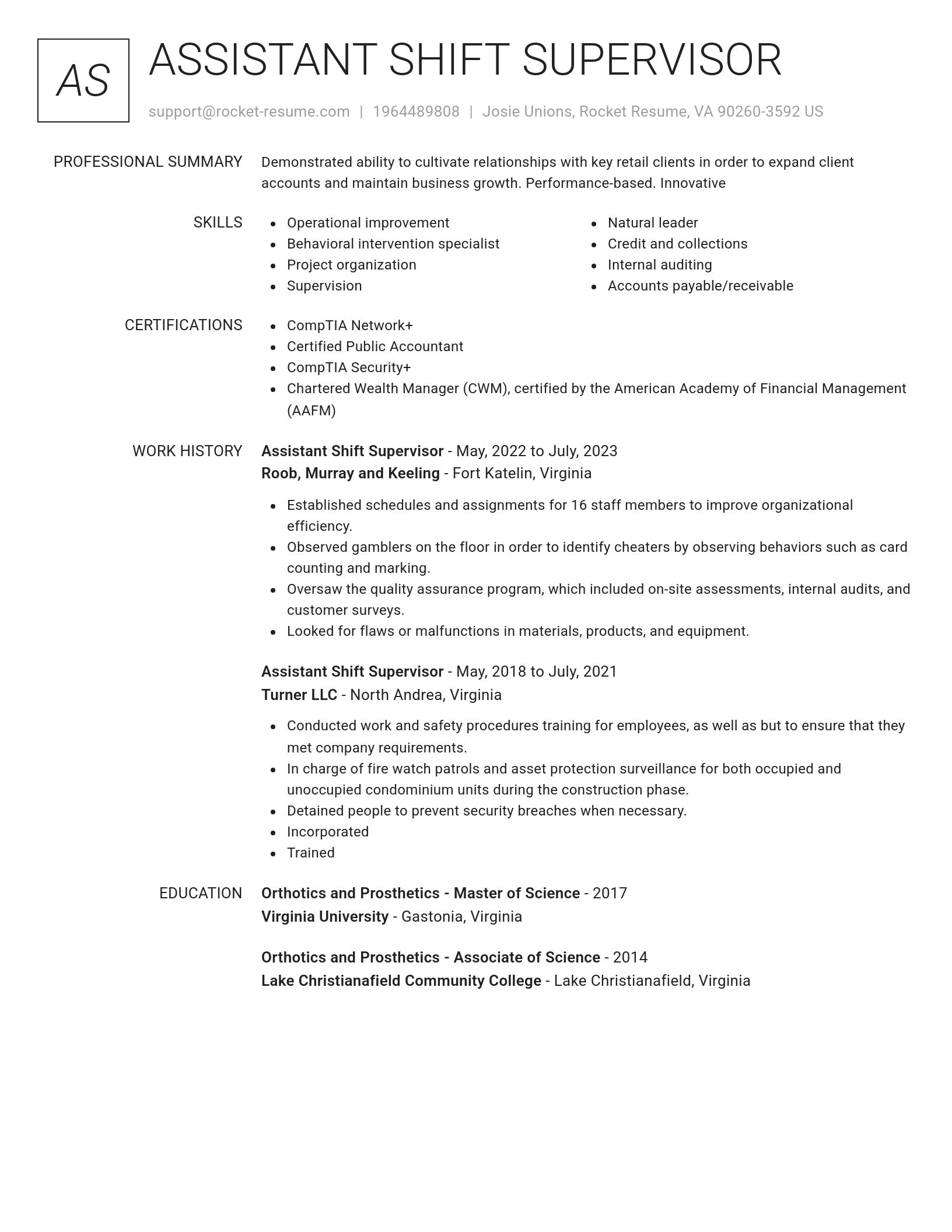 Renowned resume template