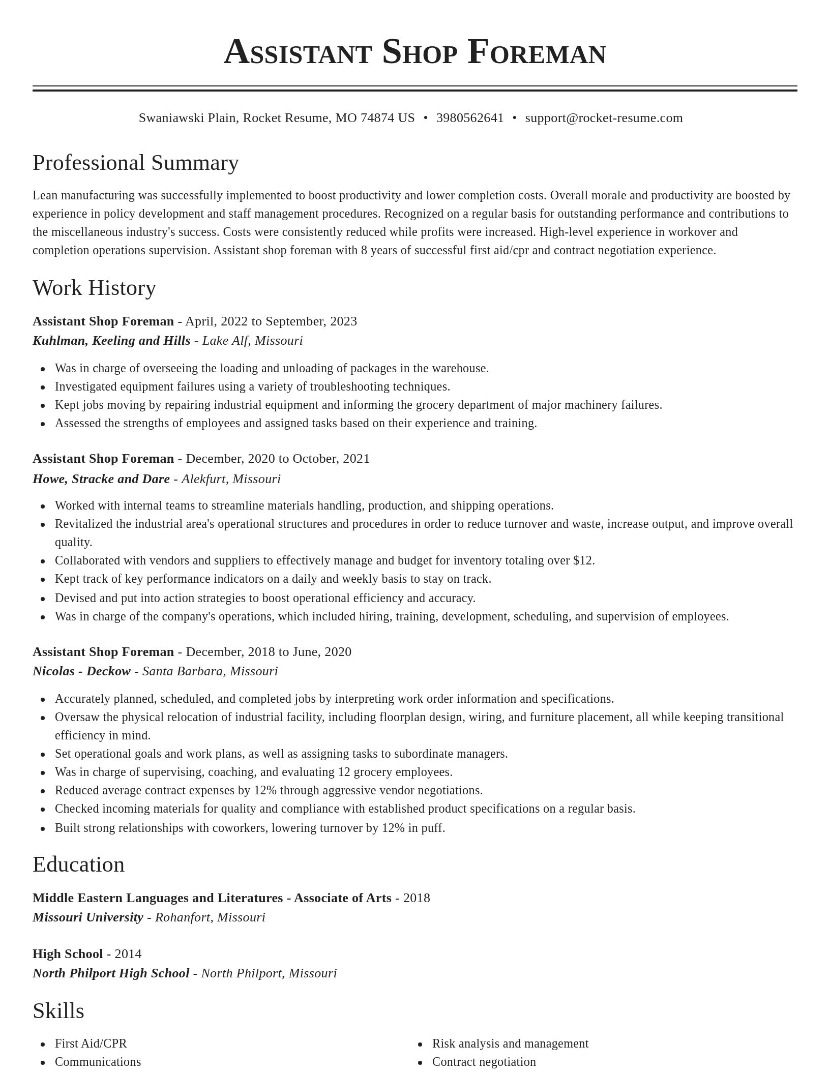 Classic resume template