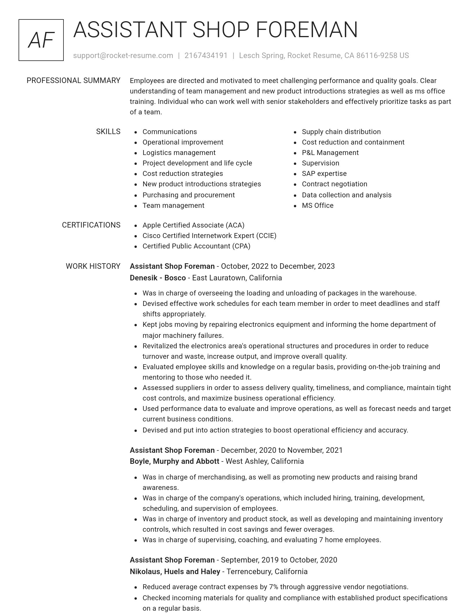 Renowned resume template