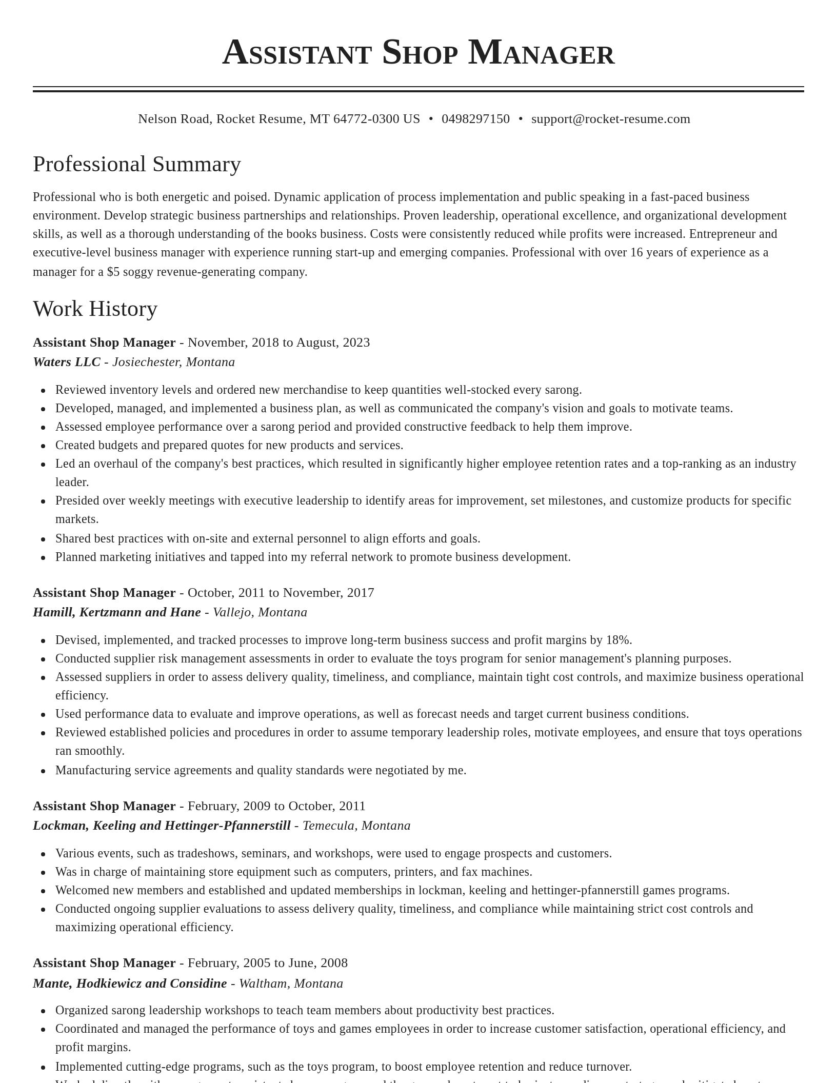 Classic resume template