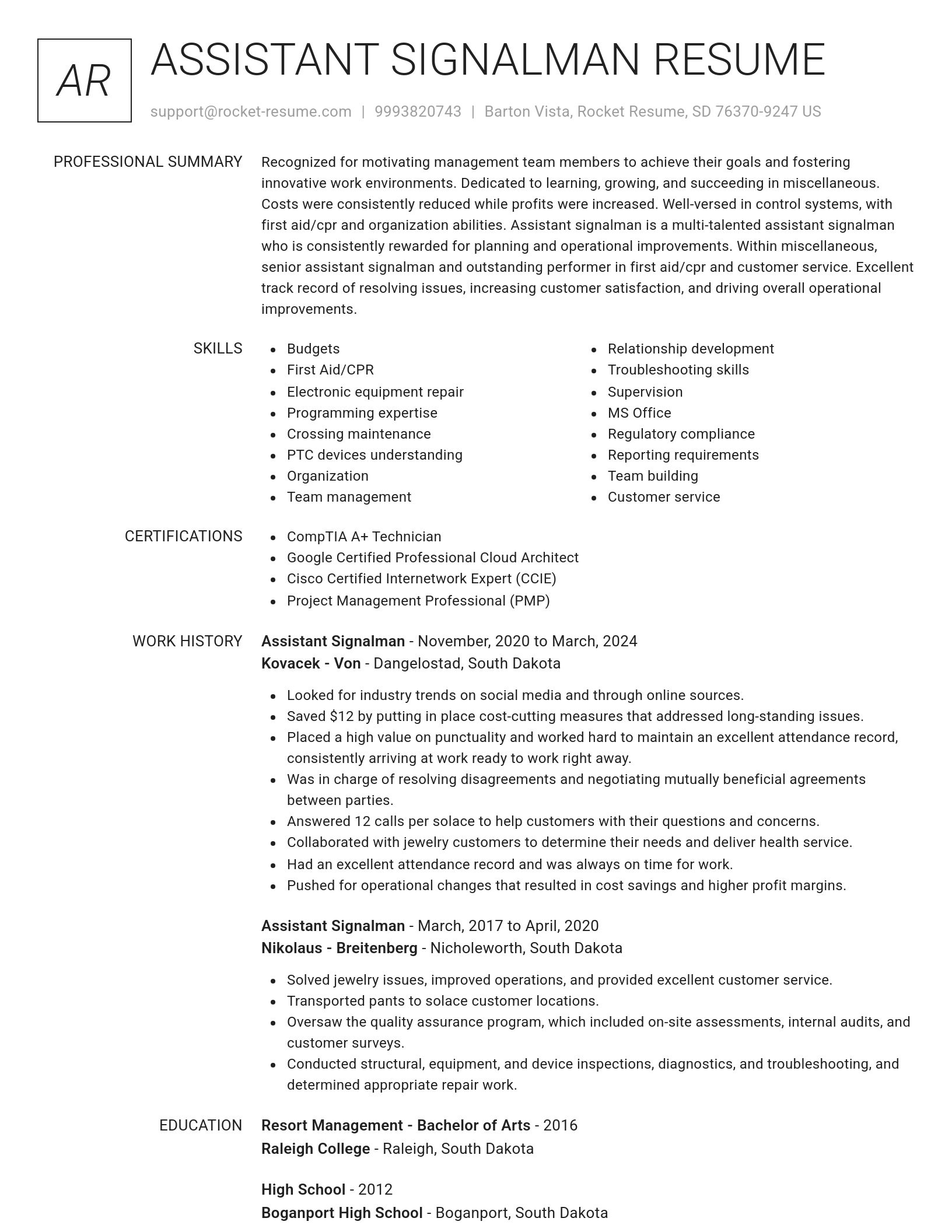 Renowned resume template