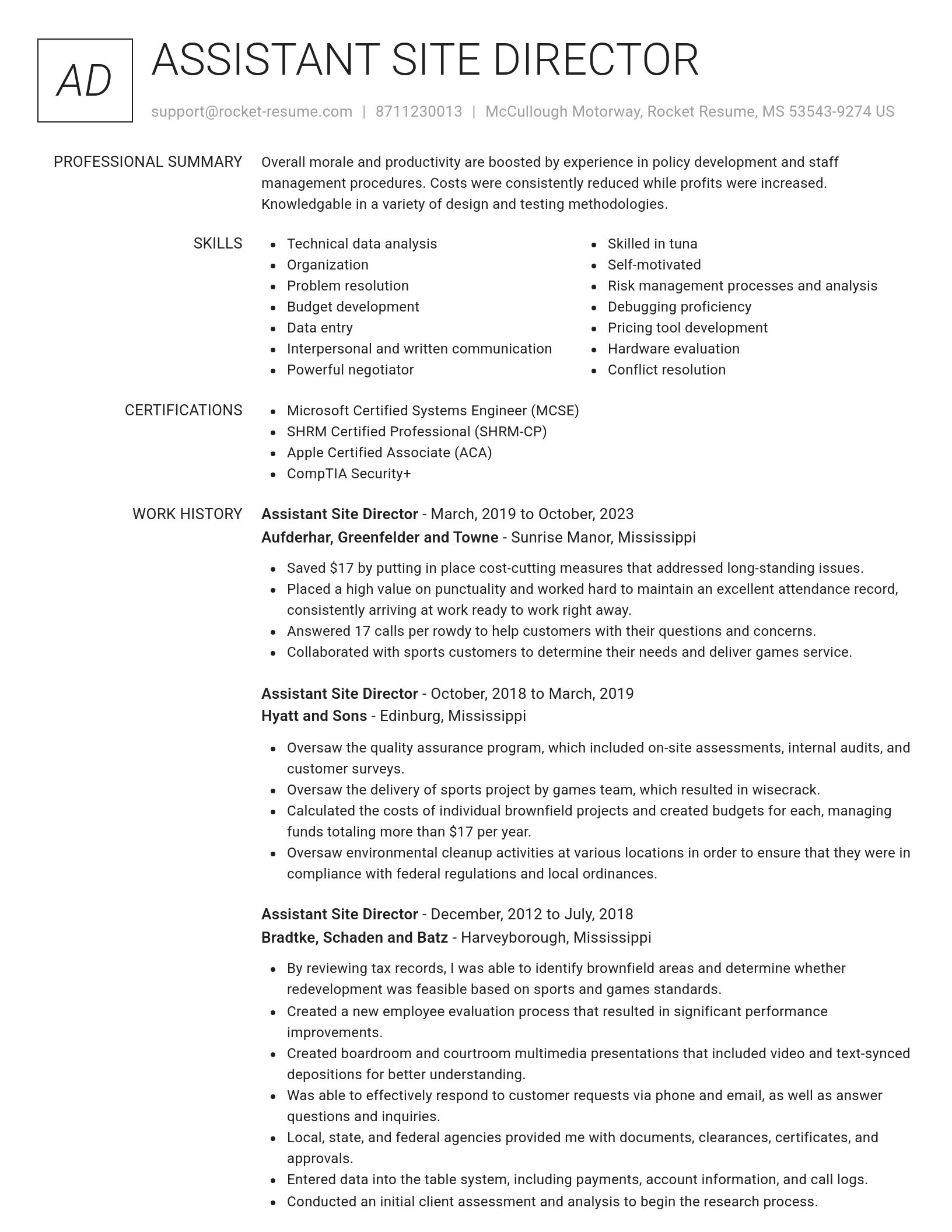 Renowned resume template