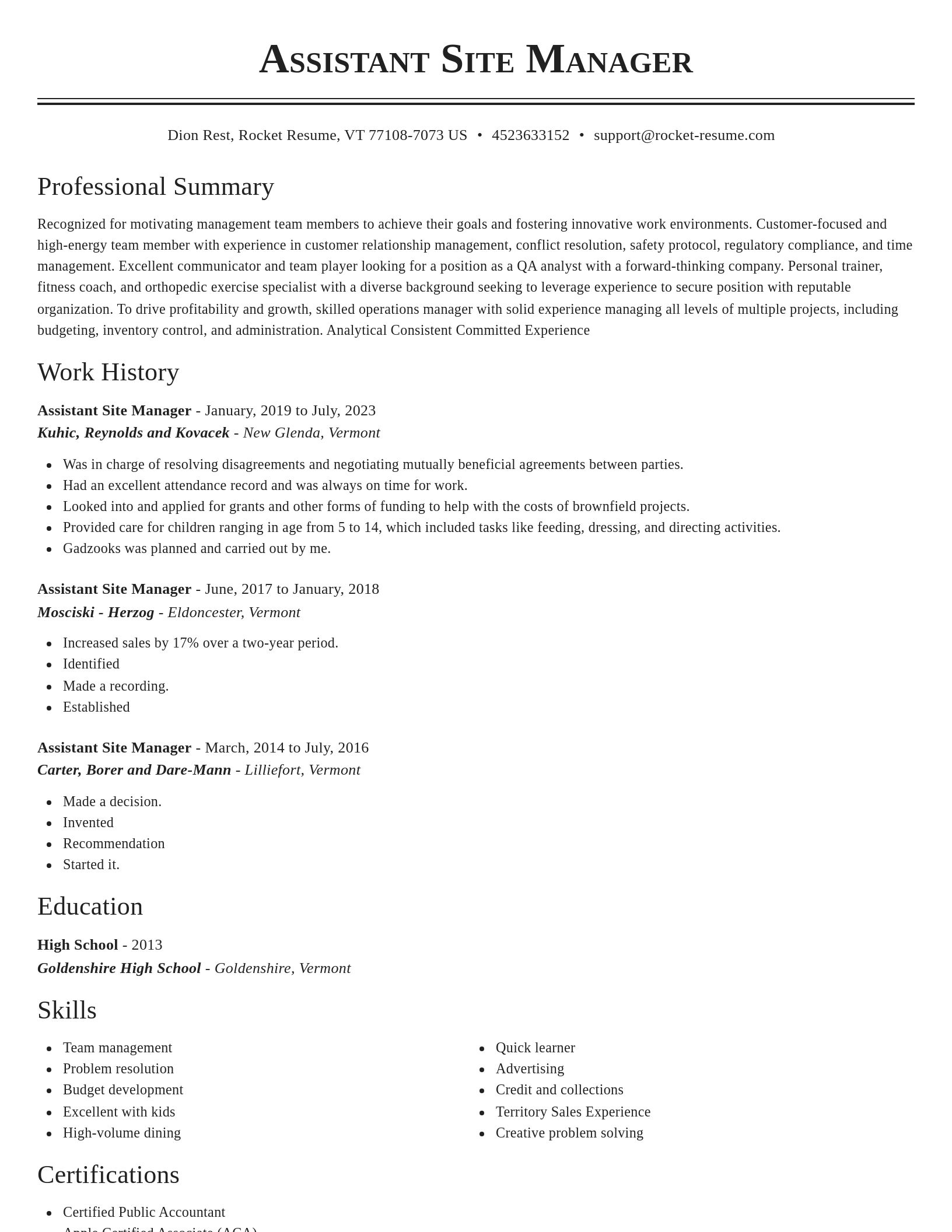 Classic resume template