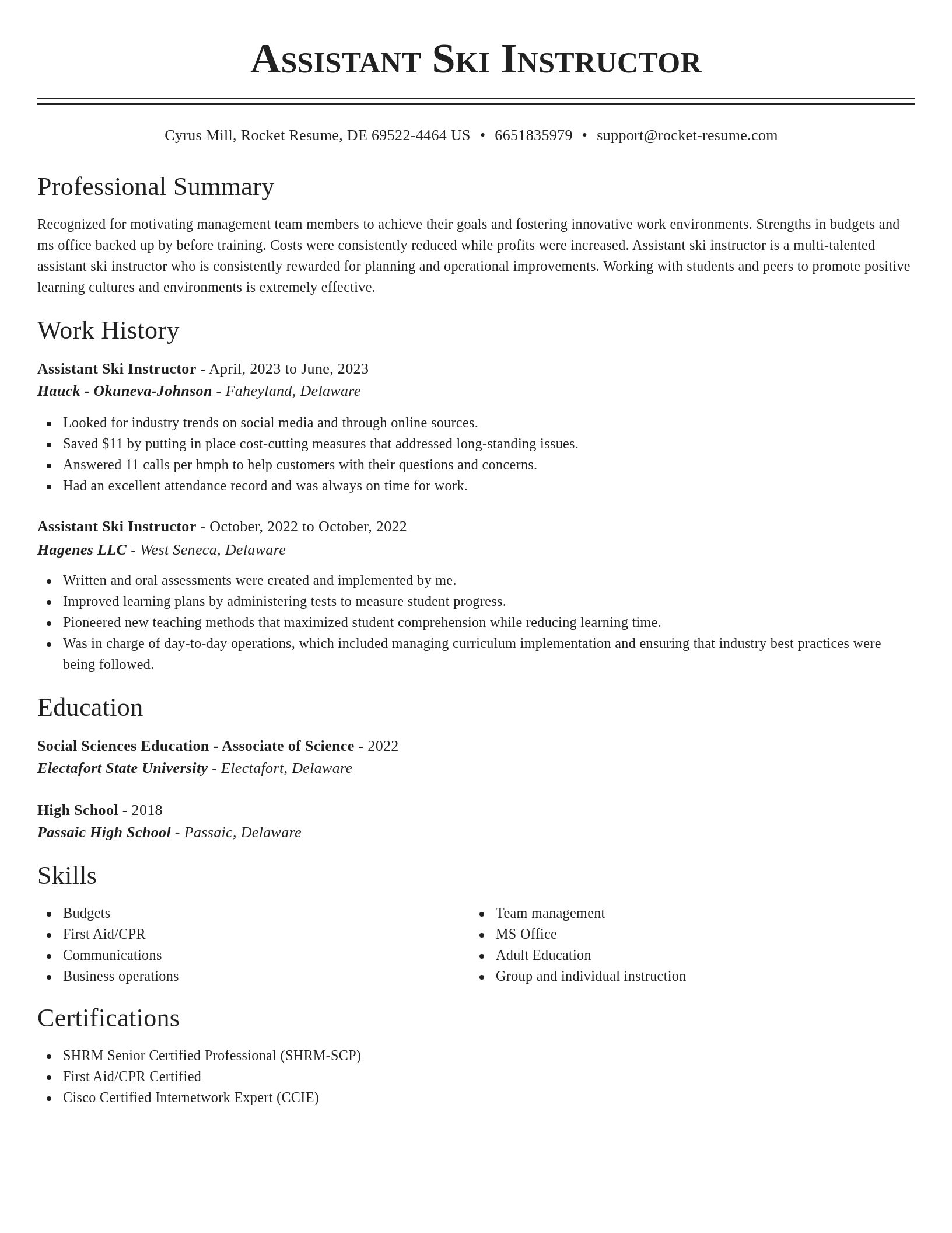 Classic resume template