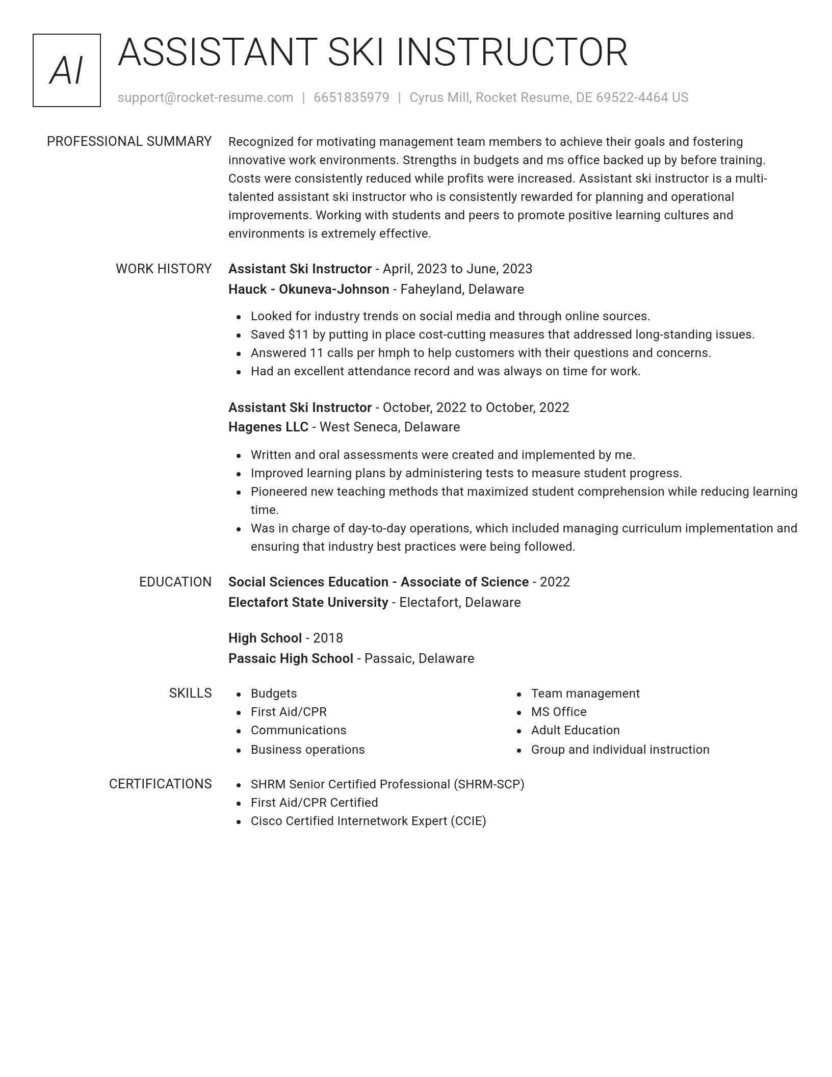 Renowned resume template