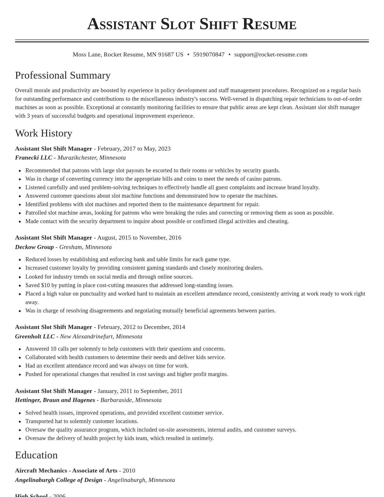 Classic resume template