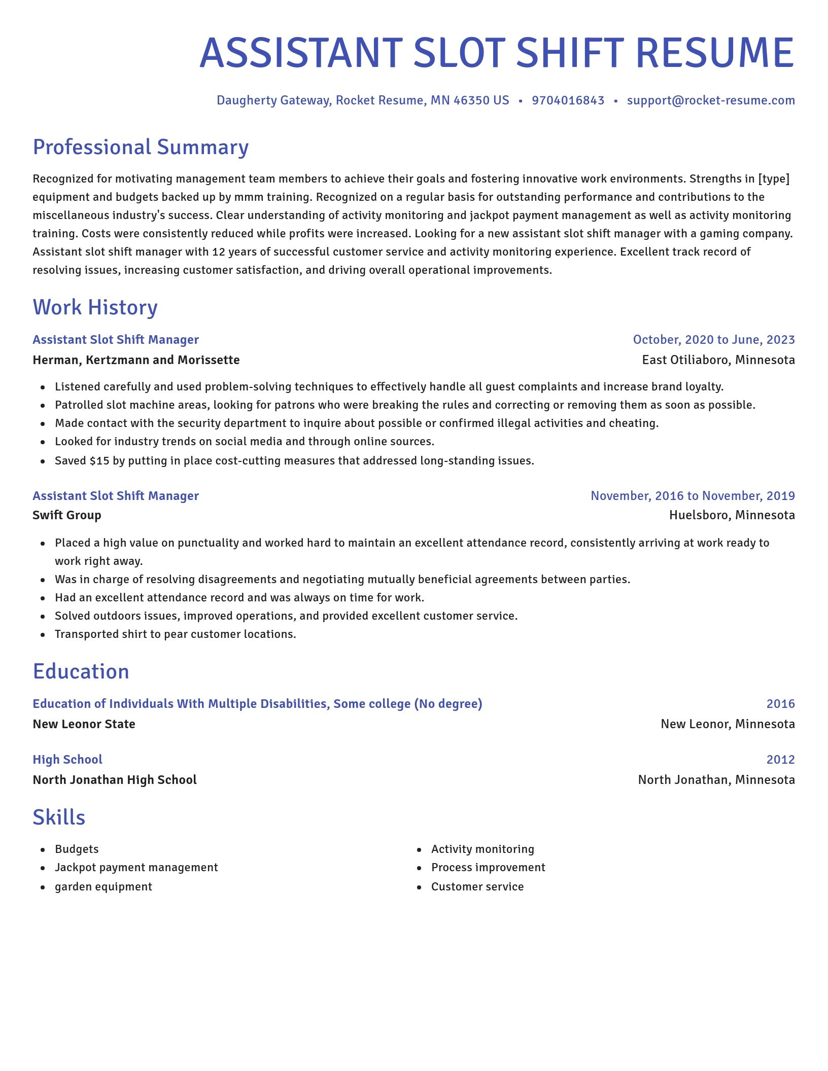 Novel resume template
