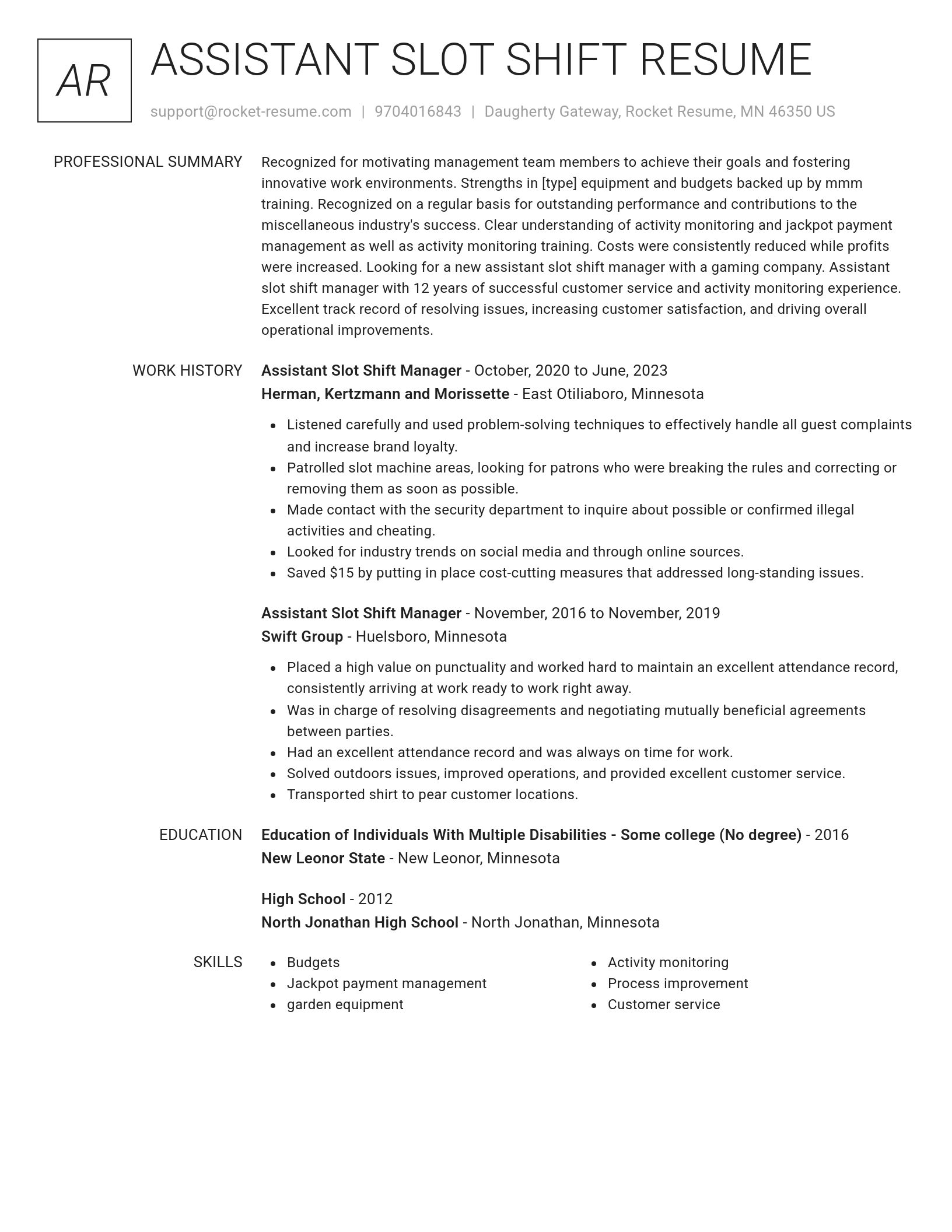 Renowned resume template