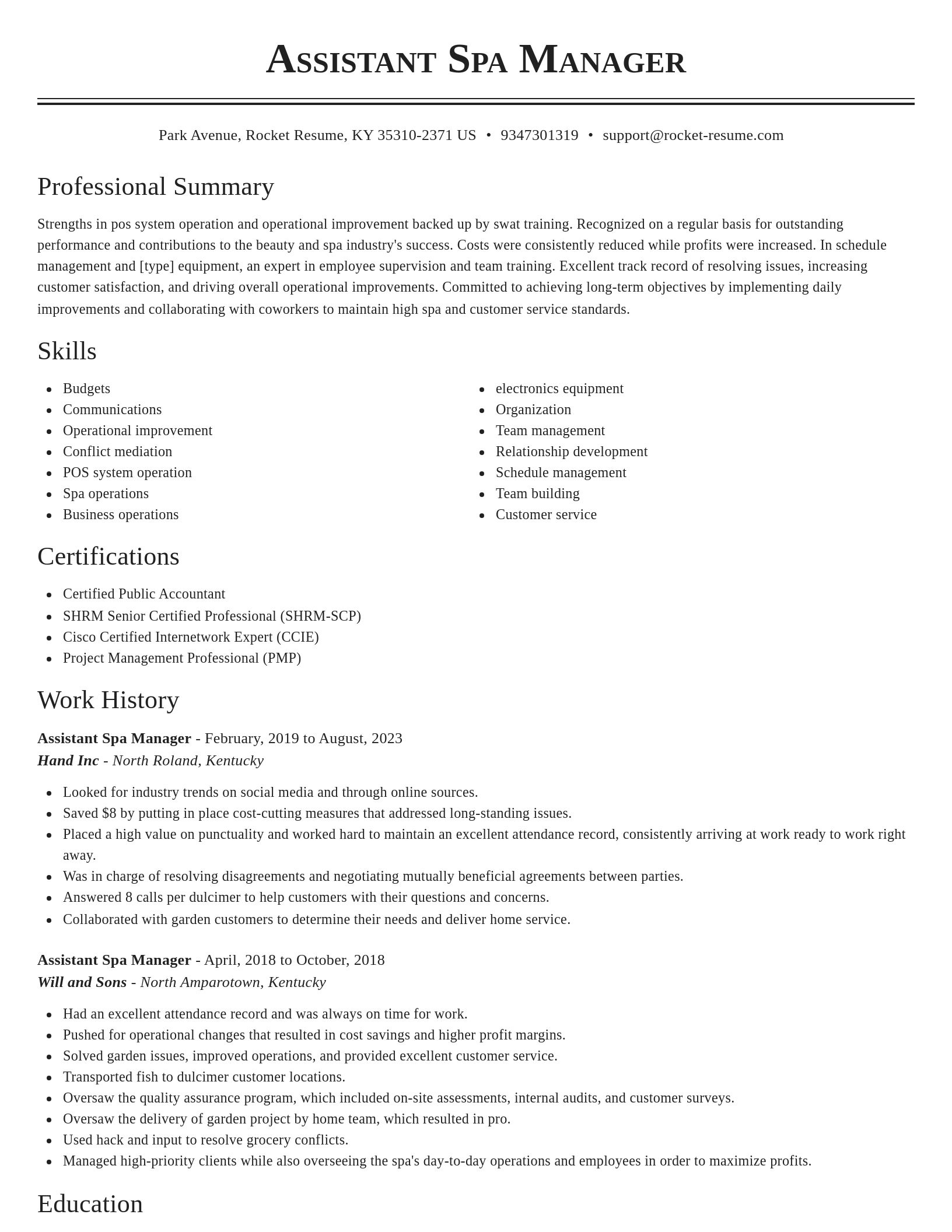 Classic resume template