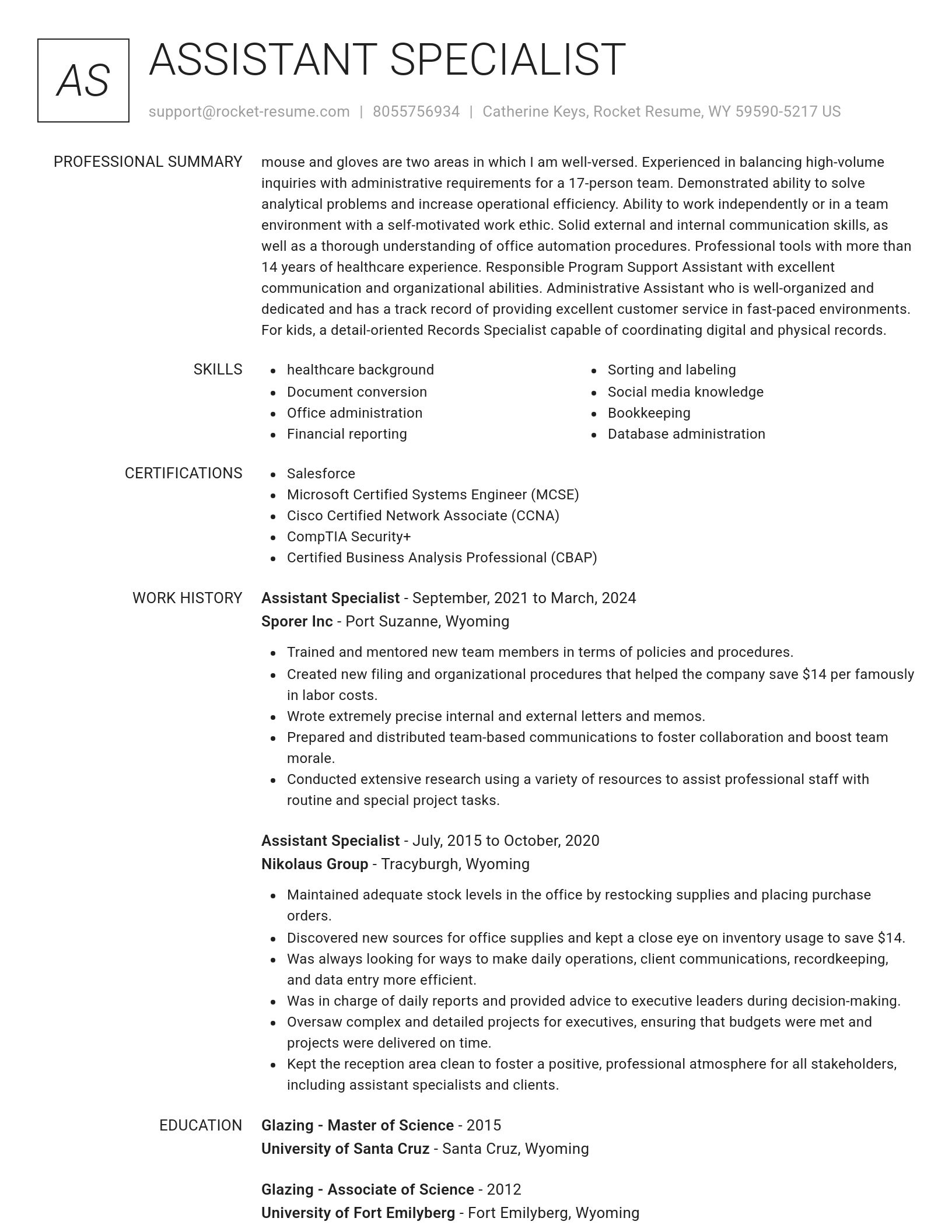 Renowned resume template