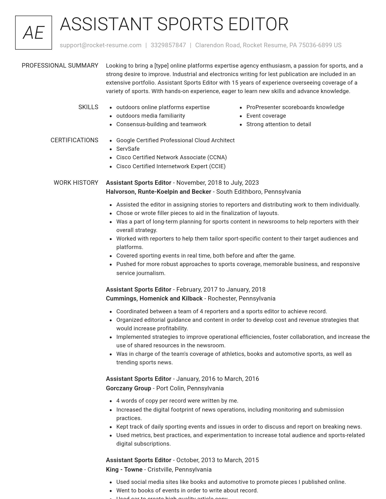 Renowned resume template