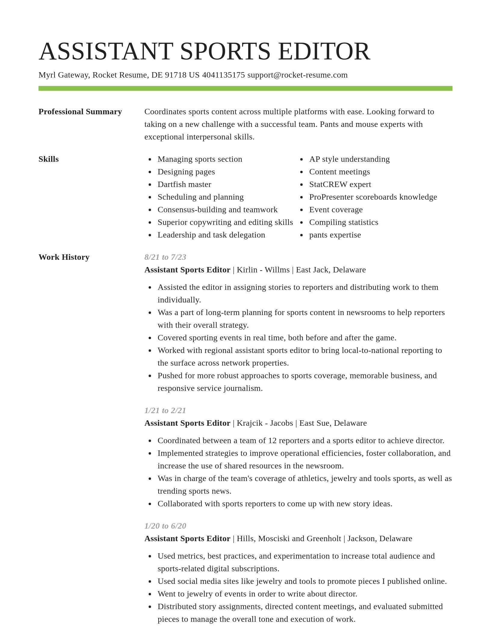 Smart resume template