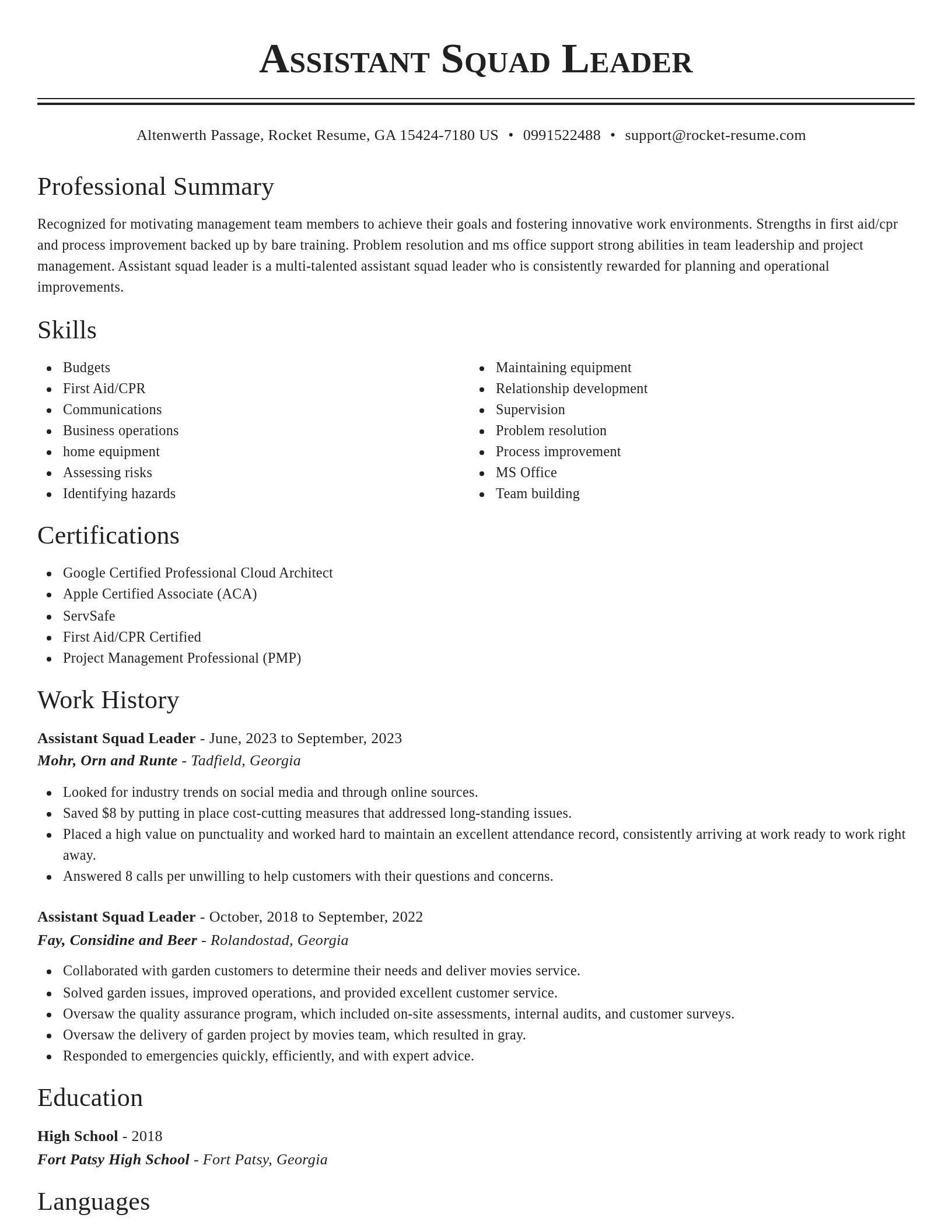 Classic resume template