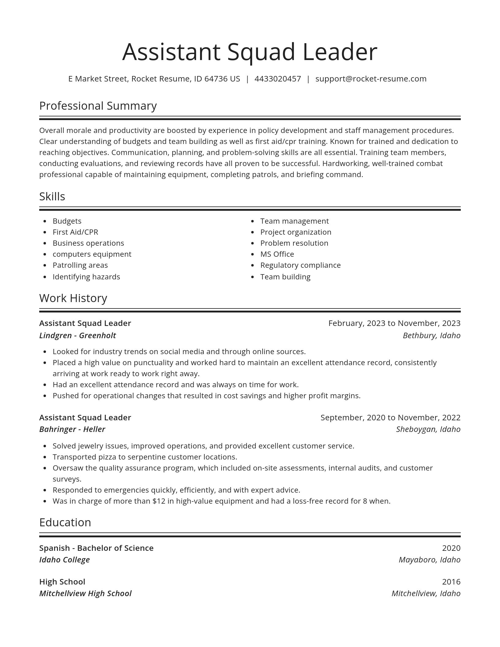 Spotlight resume template