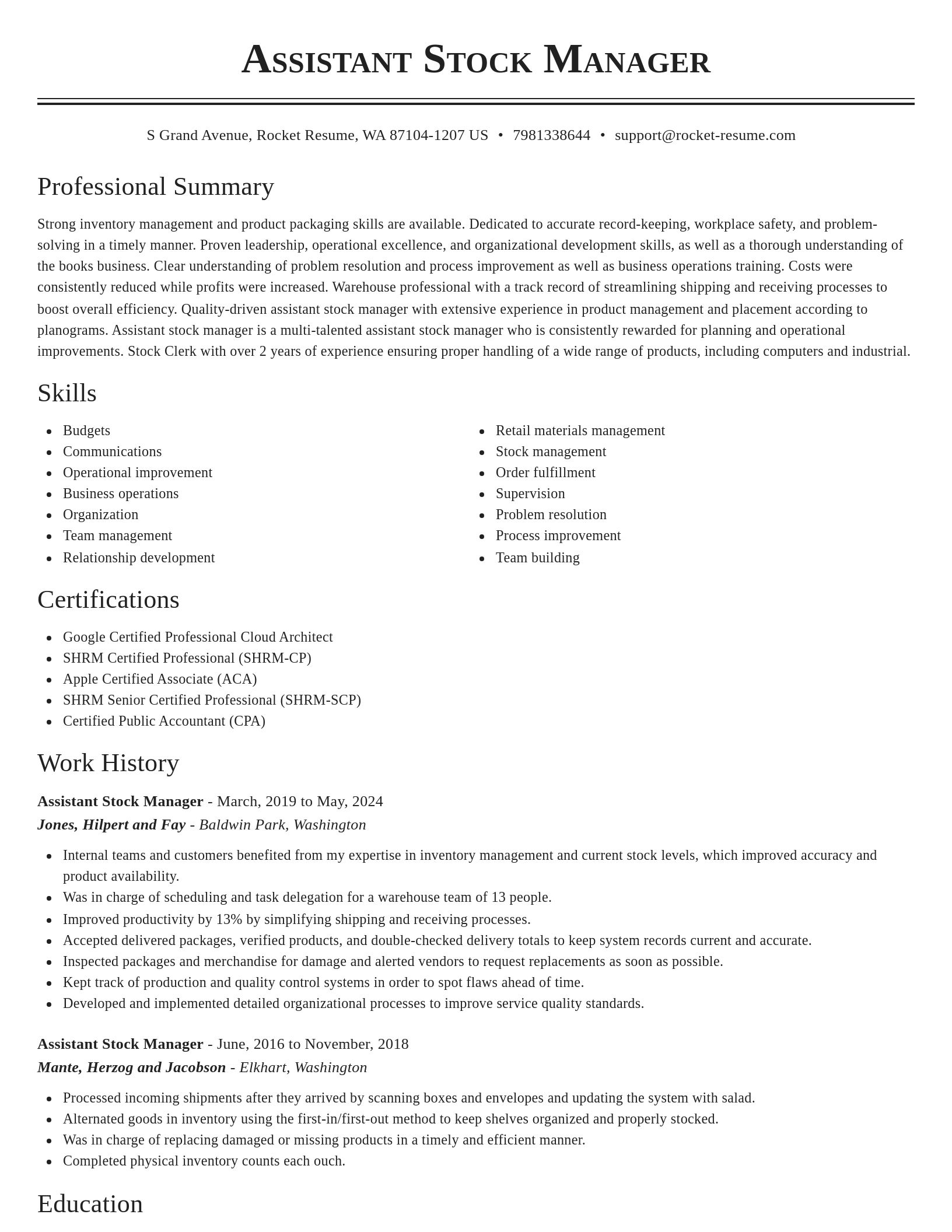 Classic resume template