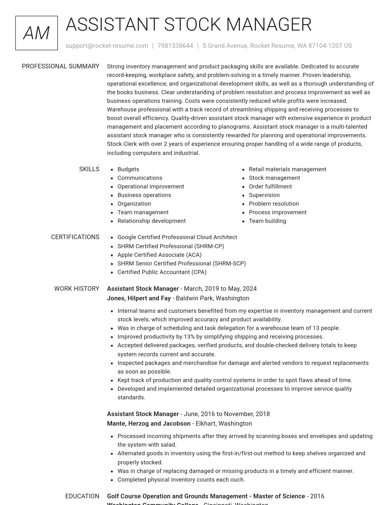 Renowned resume template