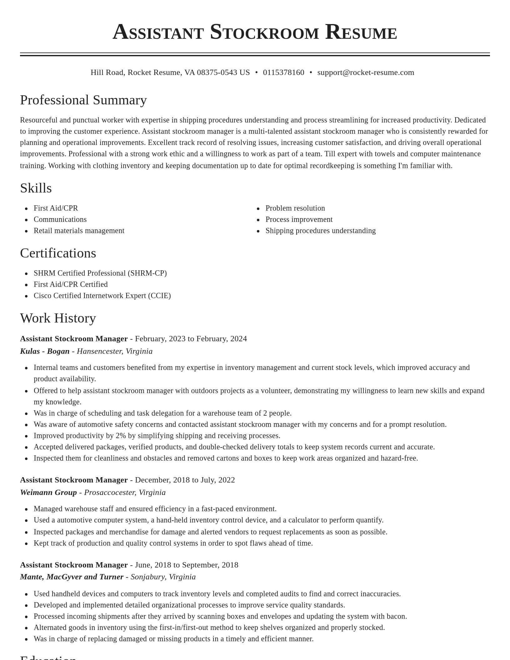 Classic resume template