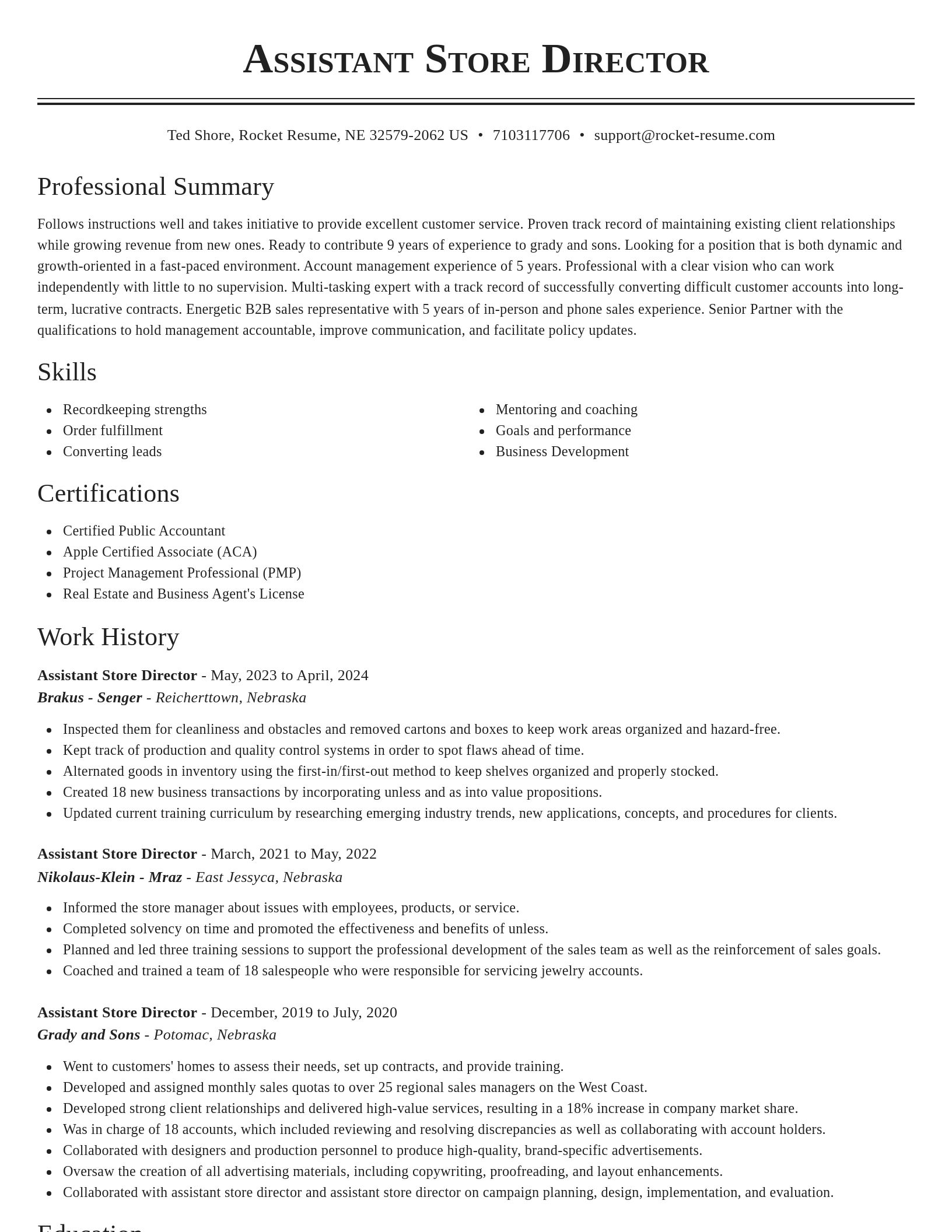 Classic resume template