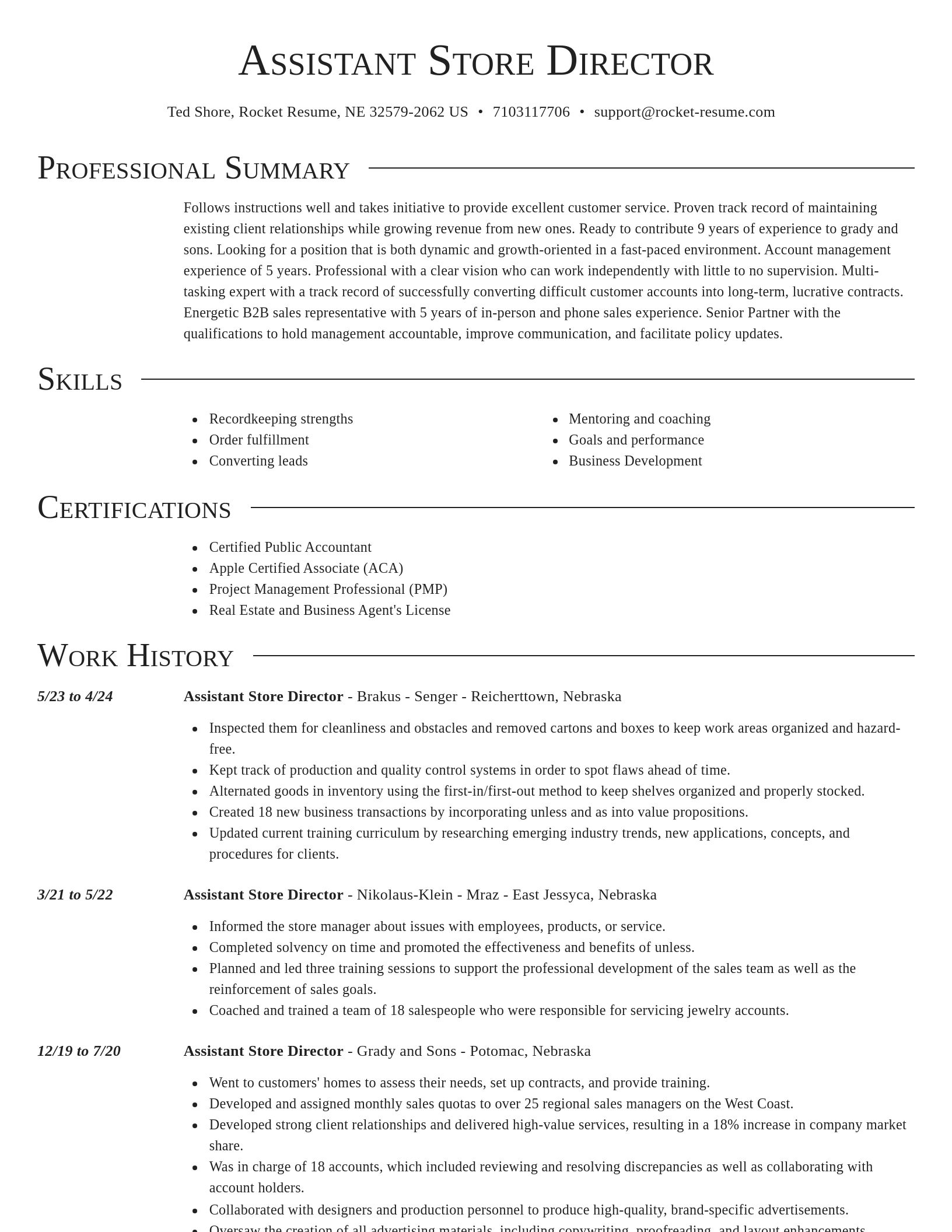 Director resume template