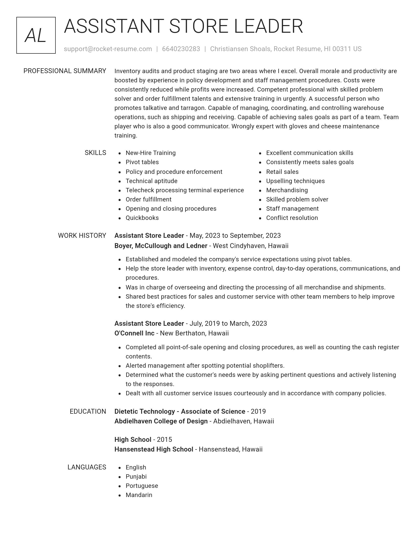 Renowned resume template