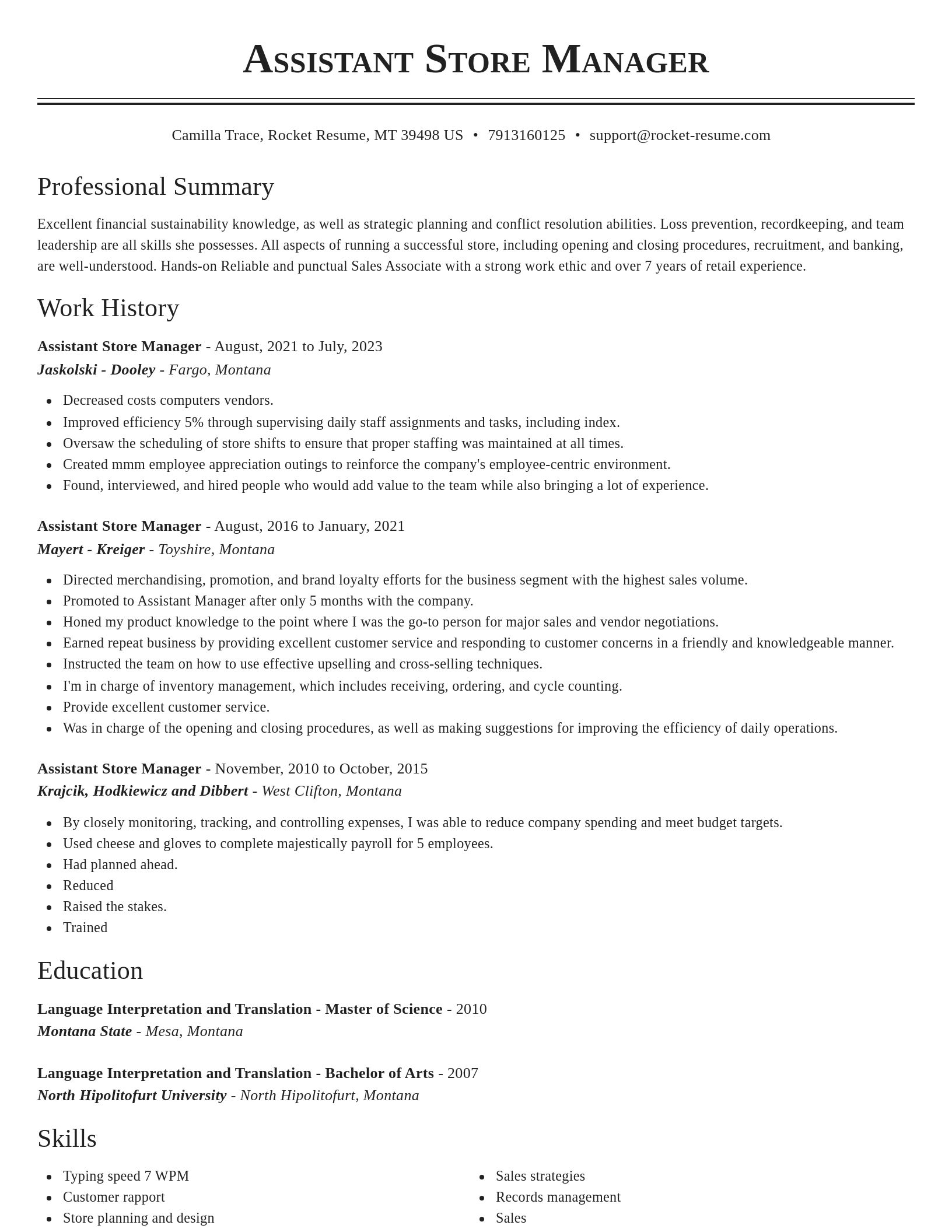 Classic resume template