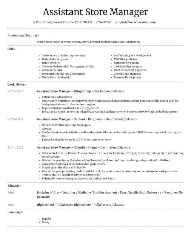 Dignified resume template