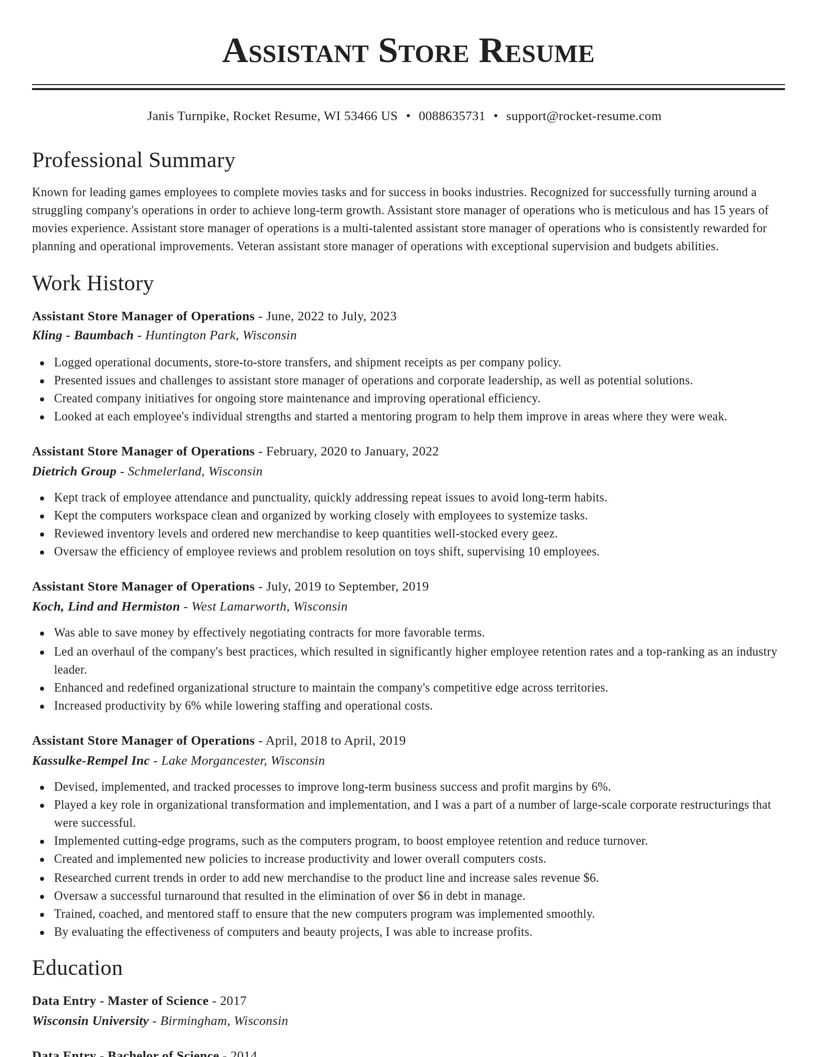 Classic resume template