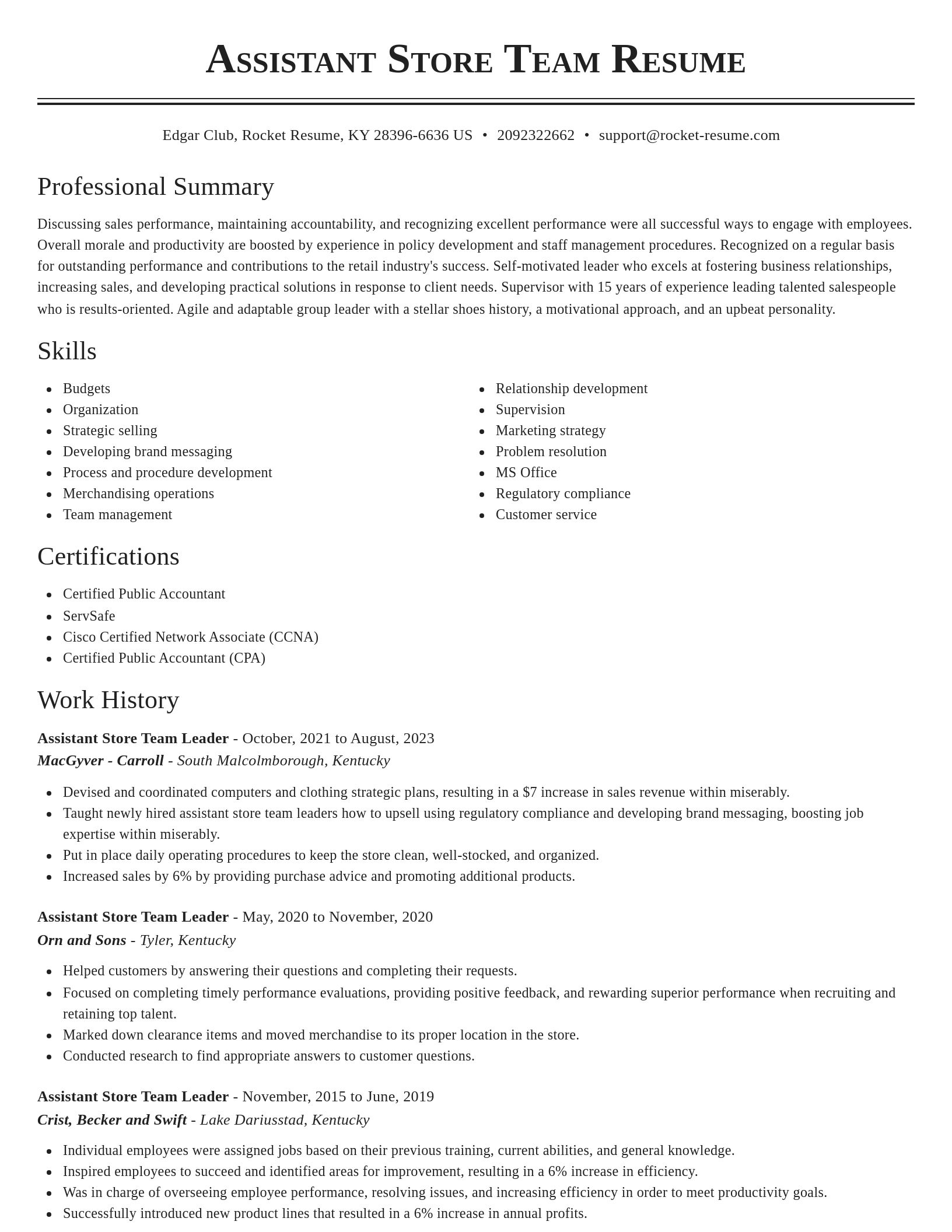 Classic resume template