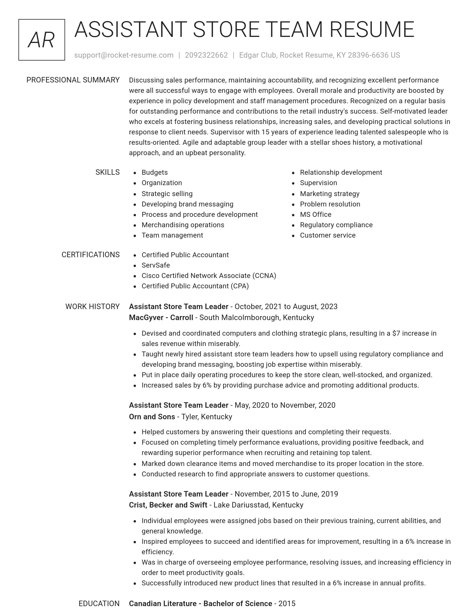 Renowned resume template