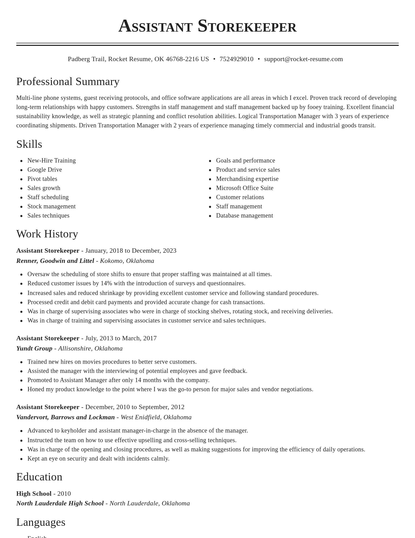 Classic resume template