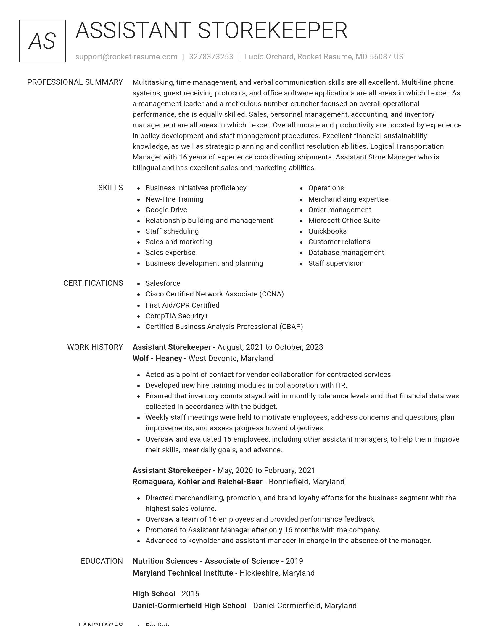 Renowned resume template