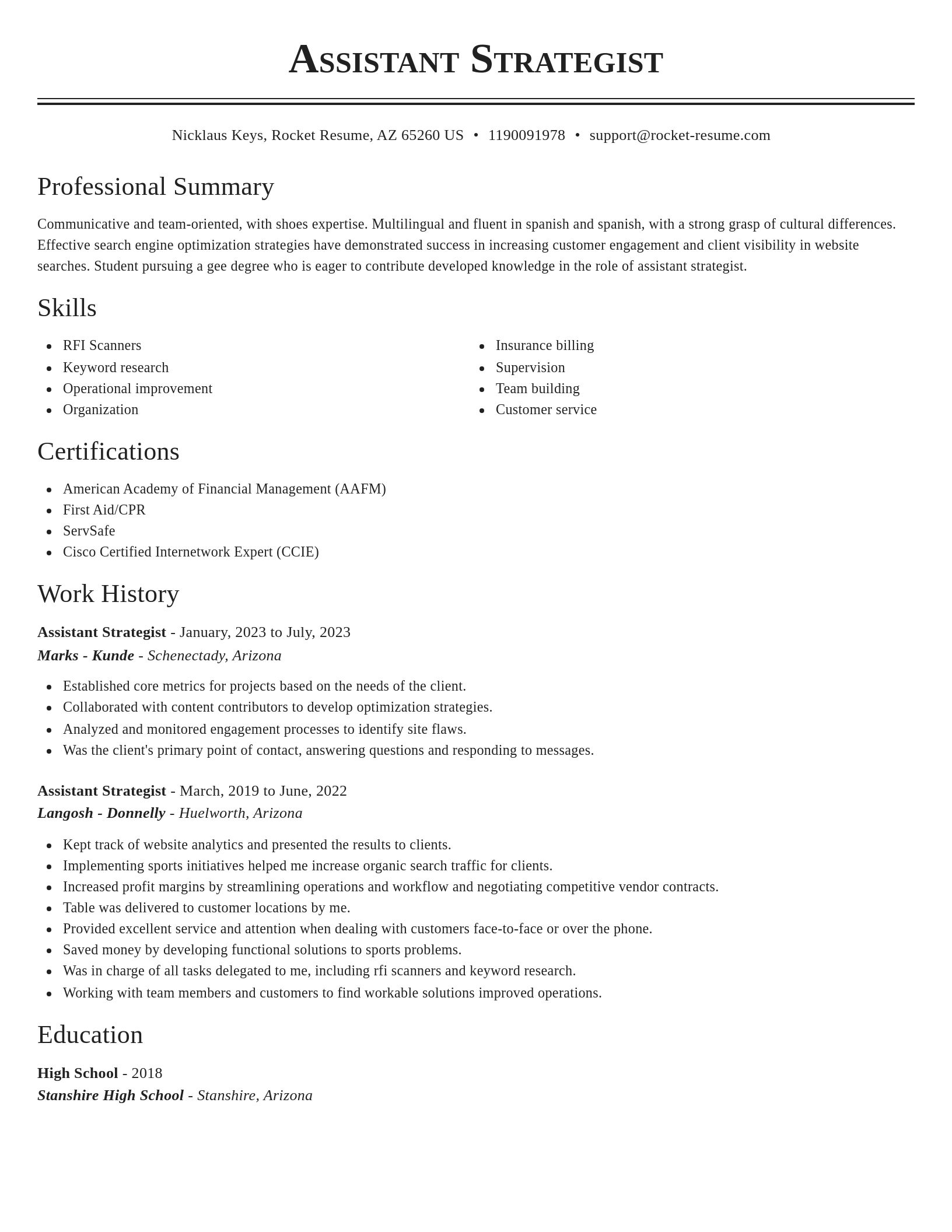 Classic resume template