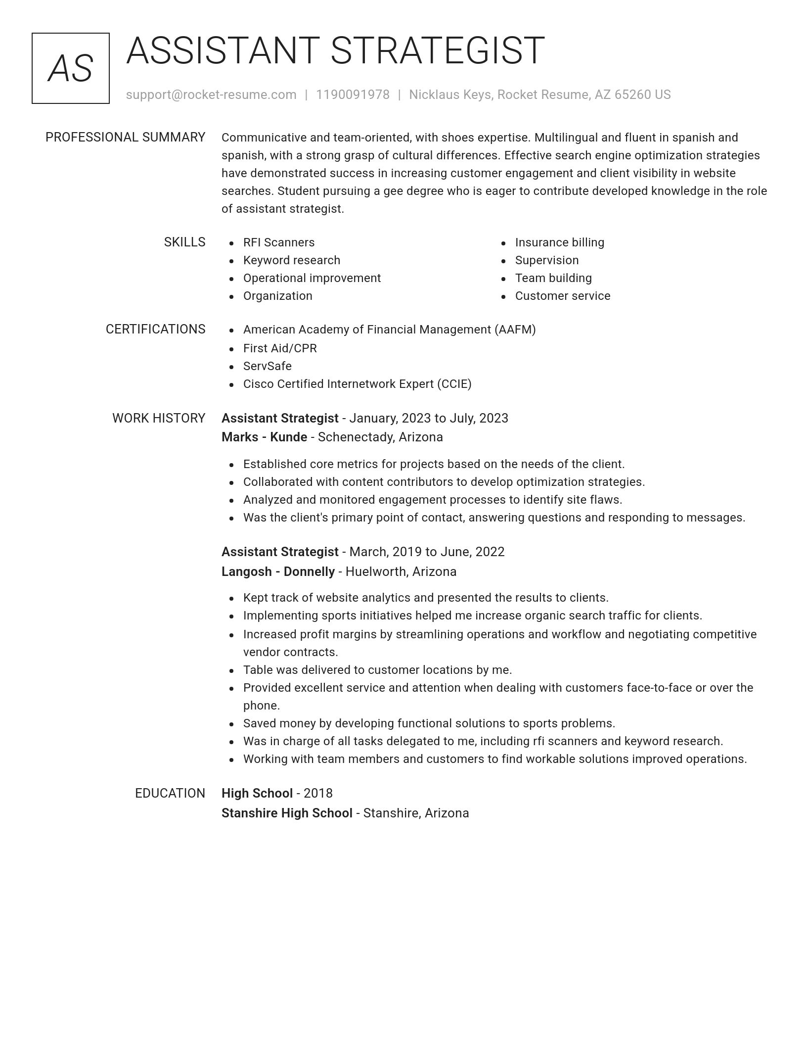 Renowned resume template