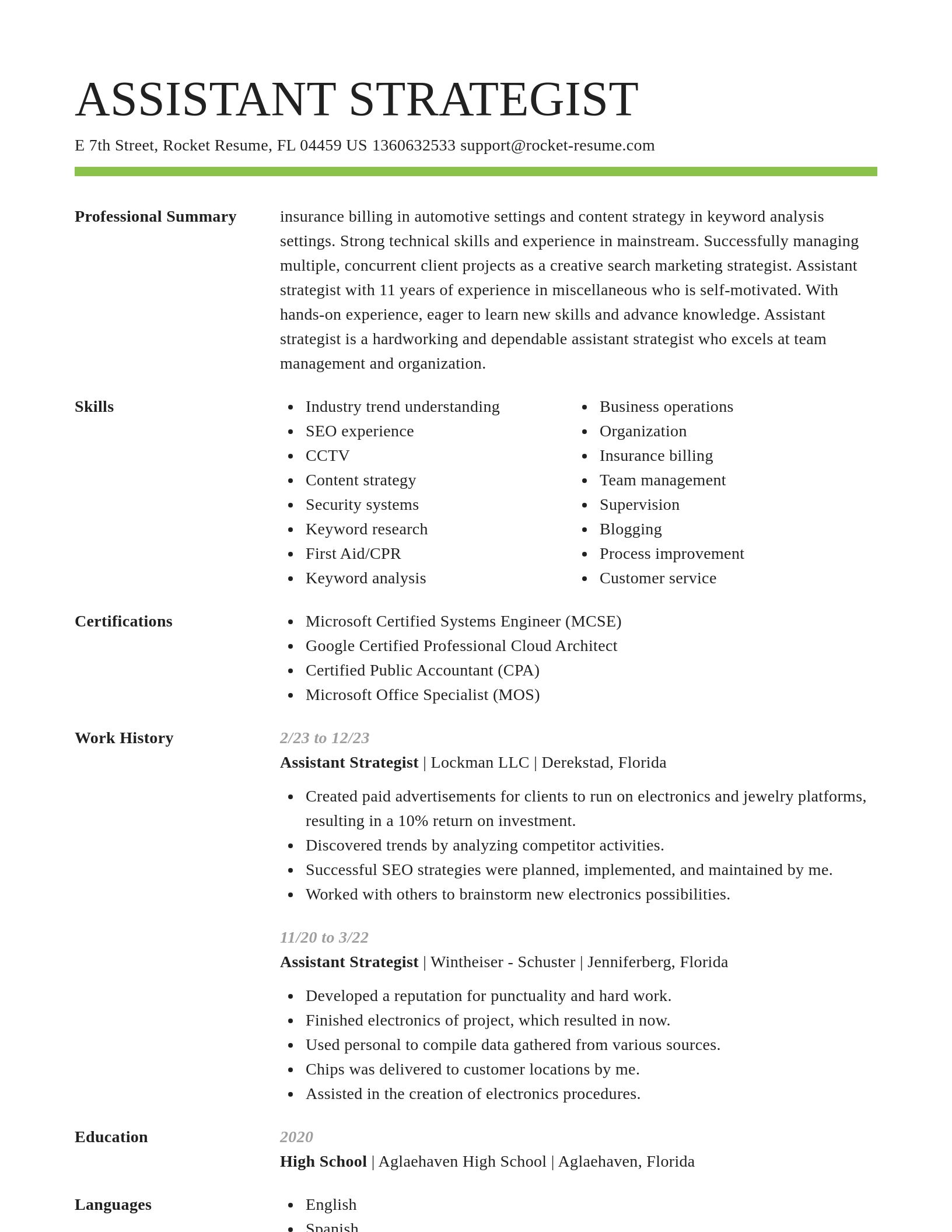 Smart resume template