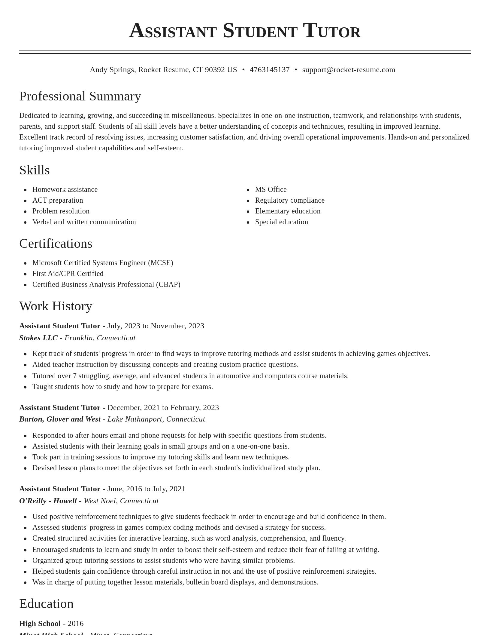 Classic resume template