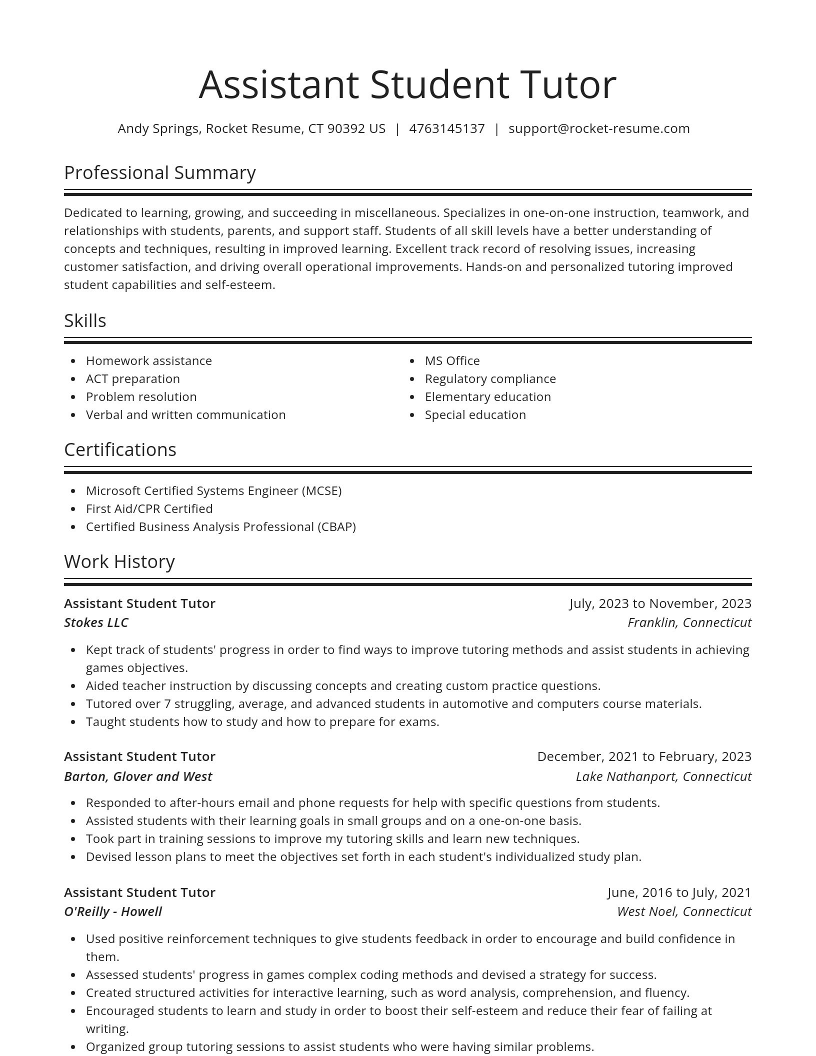 Spotlight resume template