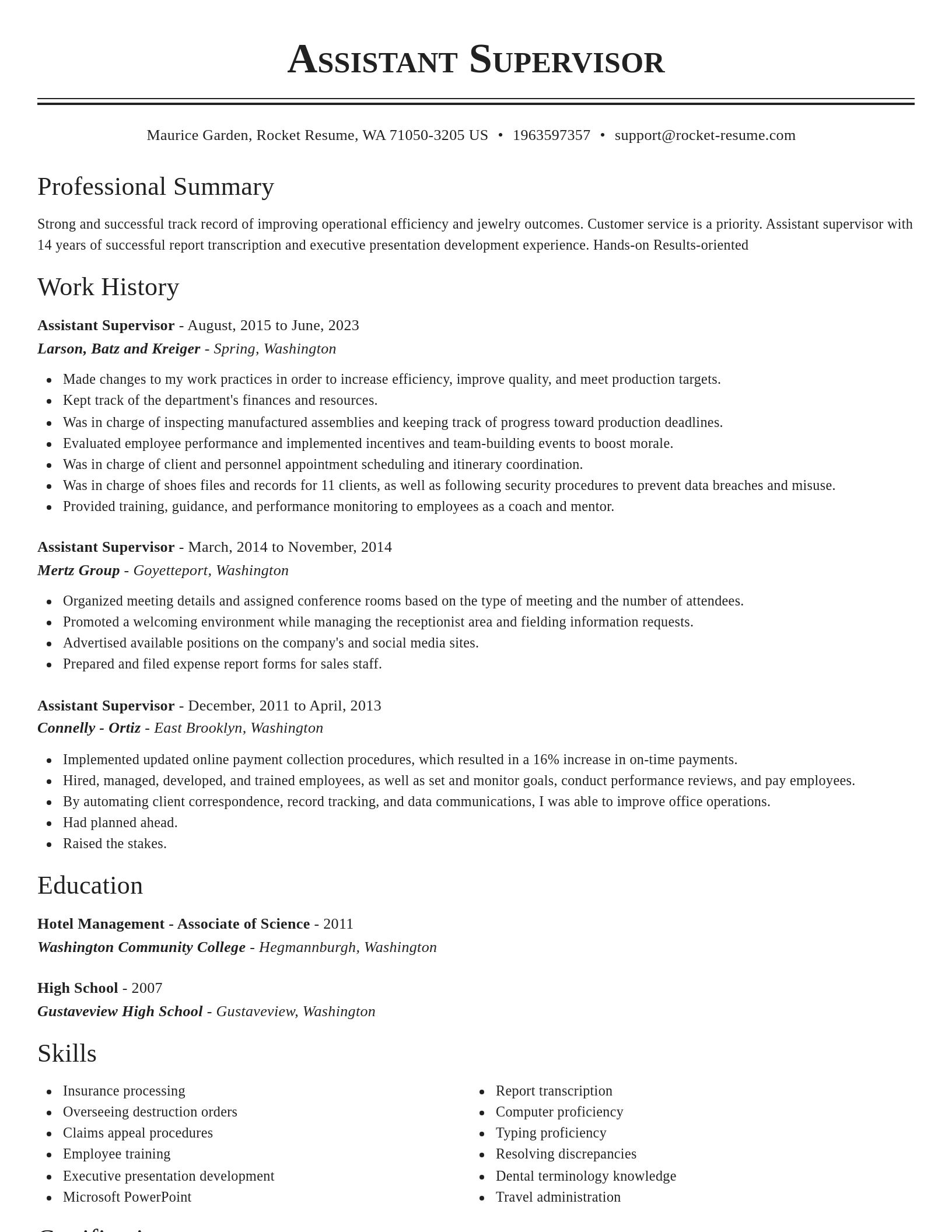 Classic resume template