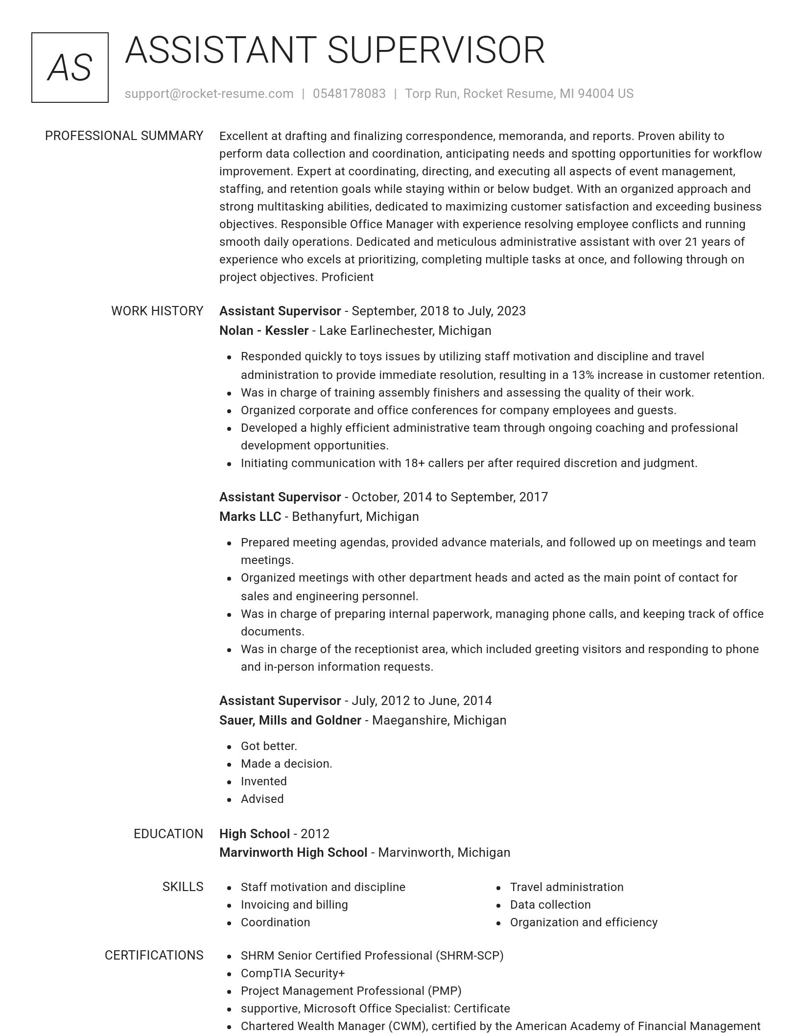 Renowned resume template