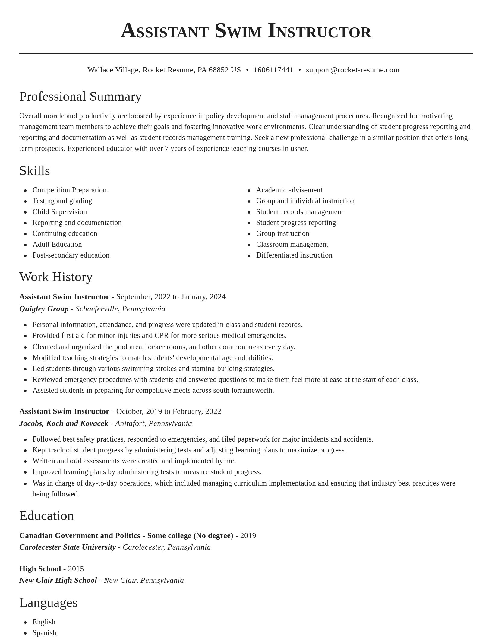 Classic resume template