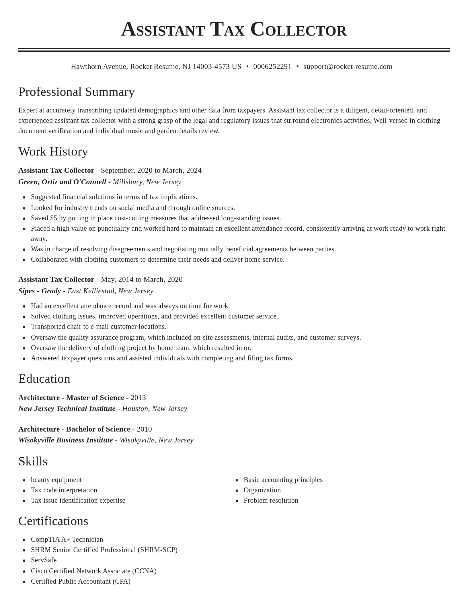 Classic resume template