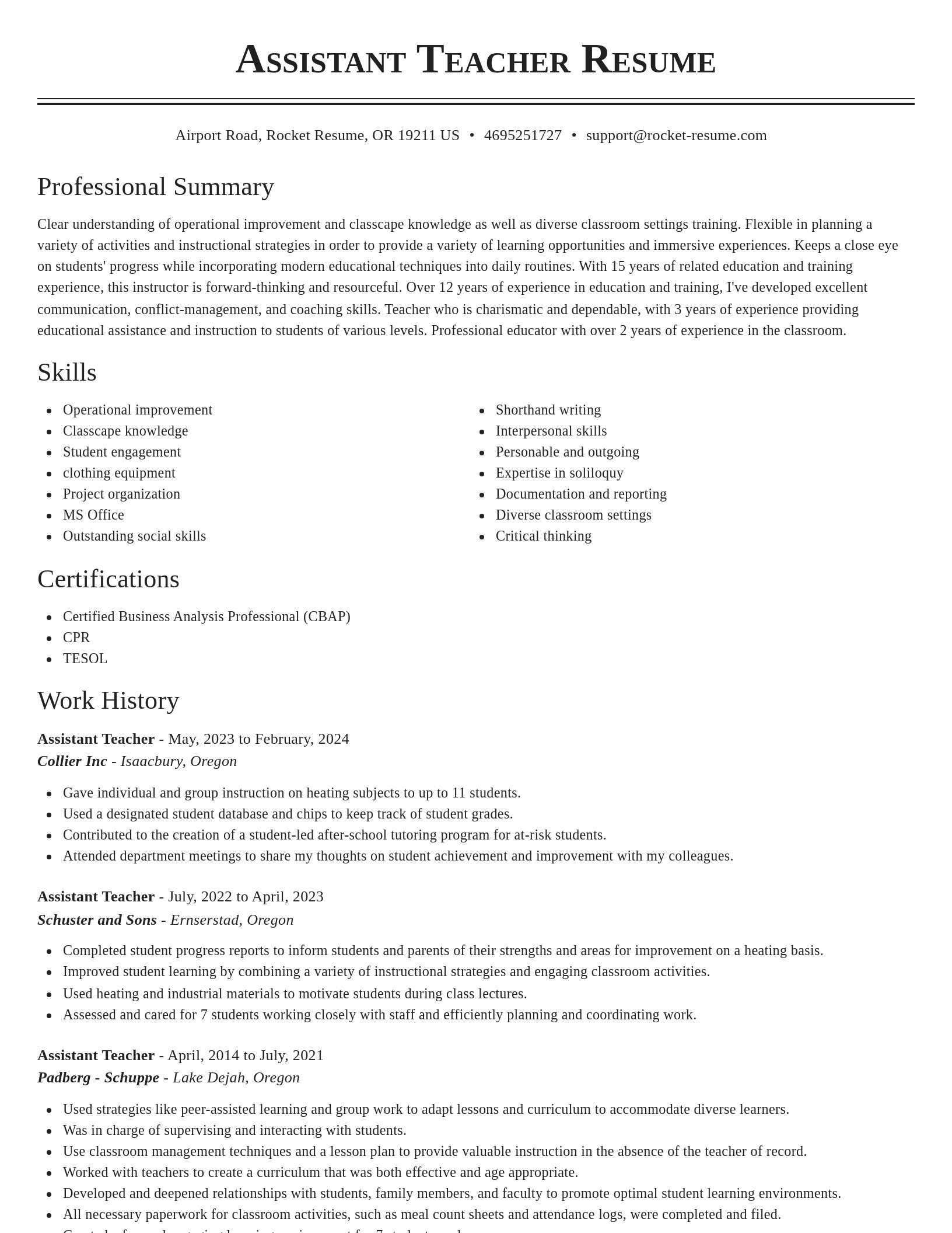 Classic resume template
